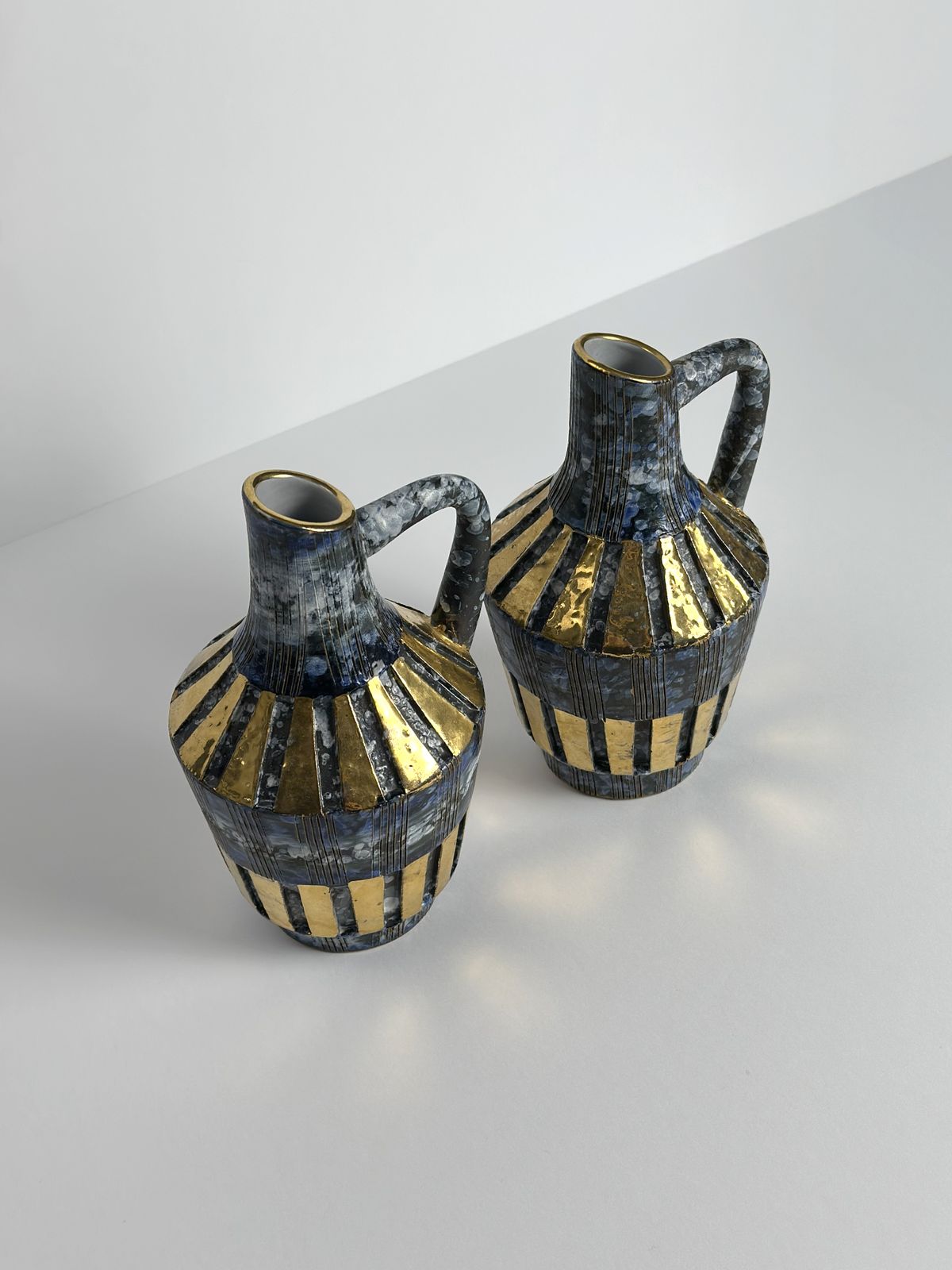 Pair Of 1960s Italian Ceramic Pitcher Vases By Fratelli Fanciullacci photo for sale