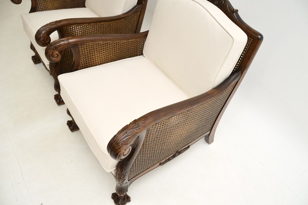 Pair Of Antique Swedish Satin Birch Bergère Armchairs photo buy
