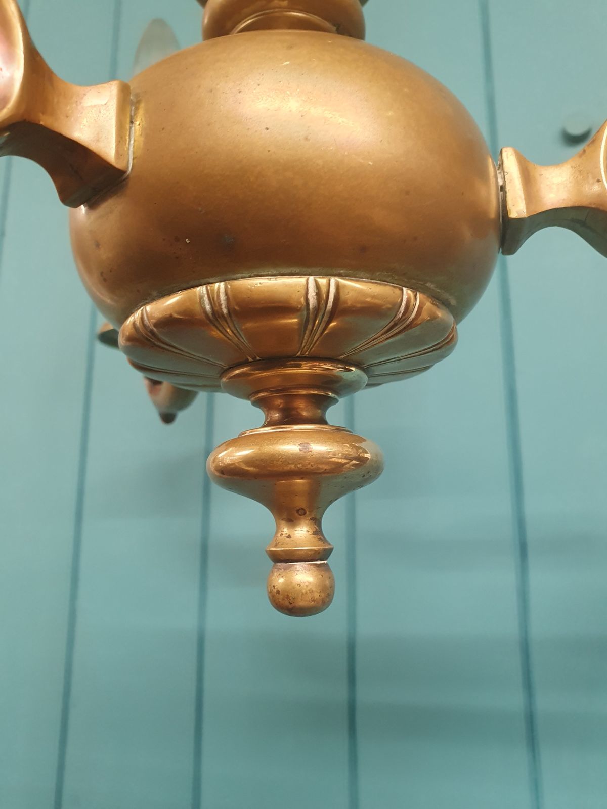 Antique Dutch / Flemish Style Brass Chandelier 17" photo vinterior