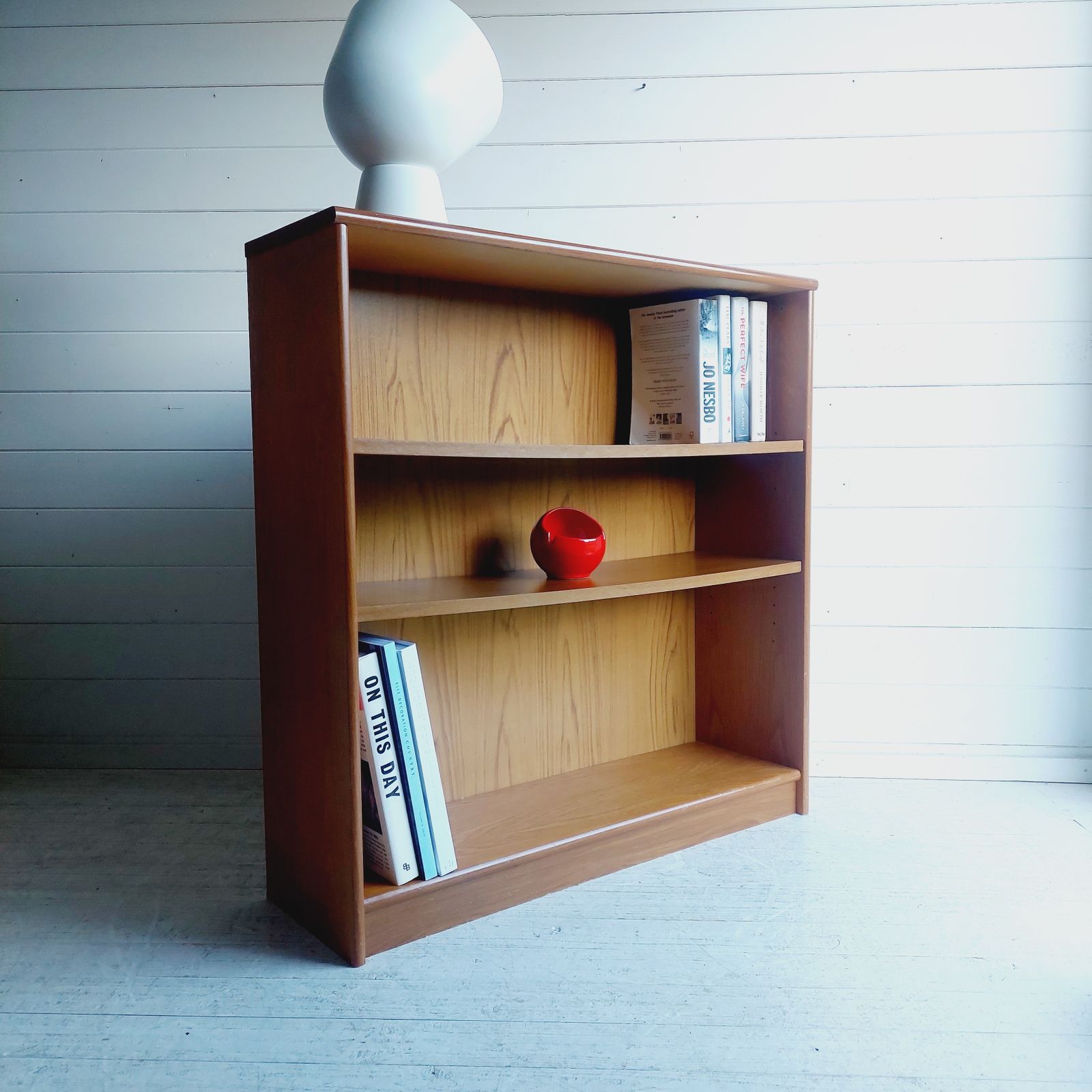 Mid Century Teak Bookcase Danish Gplan Style  70s Open Adjustable Shelving Unit photo for sale