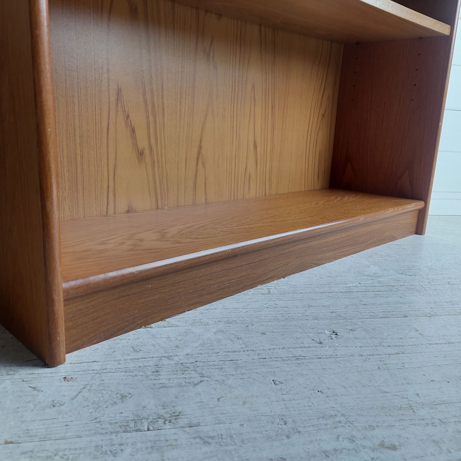 198.0 Mid Century Teak Bookcase Danish Gplan Style  70s Open Adjustable Shelving Unit photo