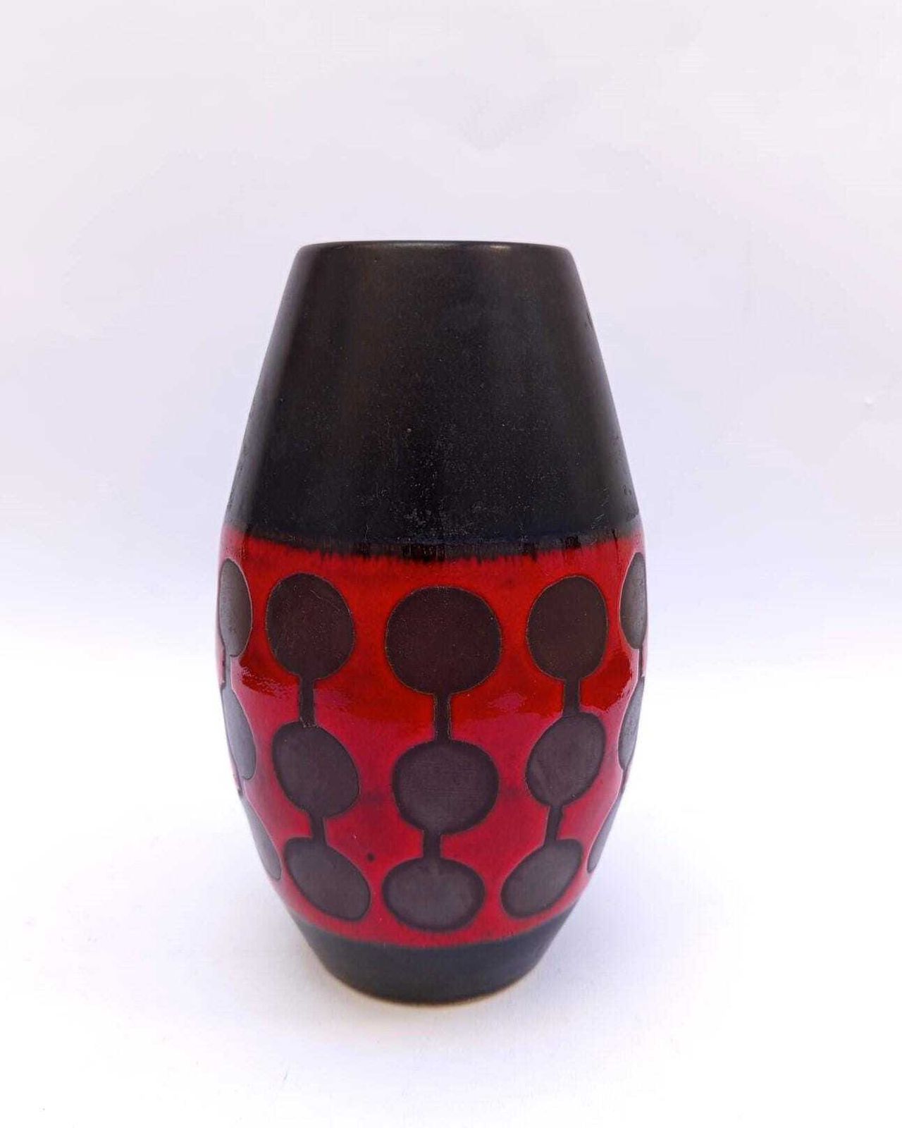 Dumler And Breiden Hohr Keramik West Germany Space Age Design Red And Black Ceramic Vase
