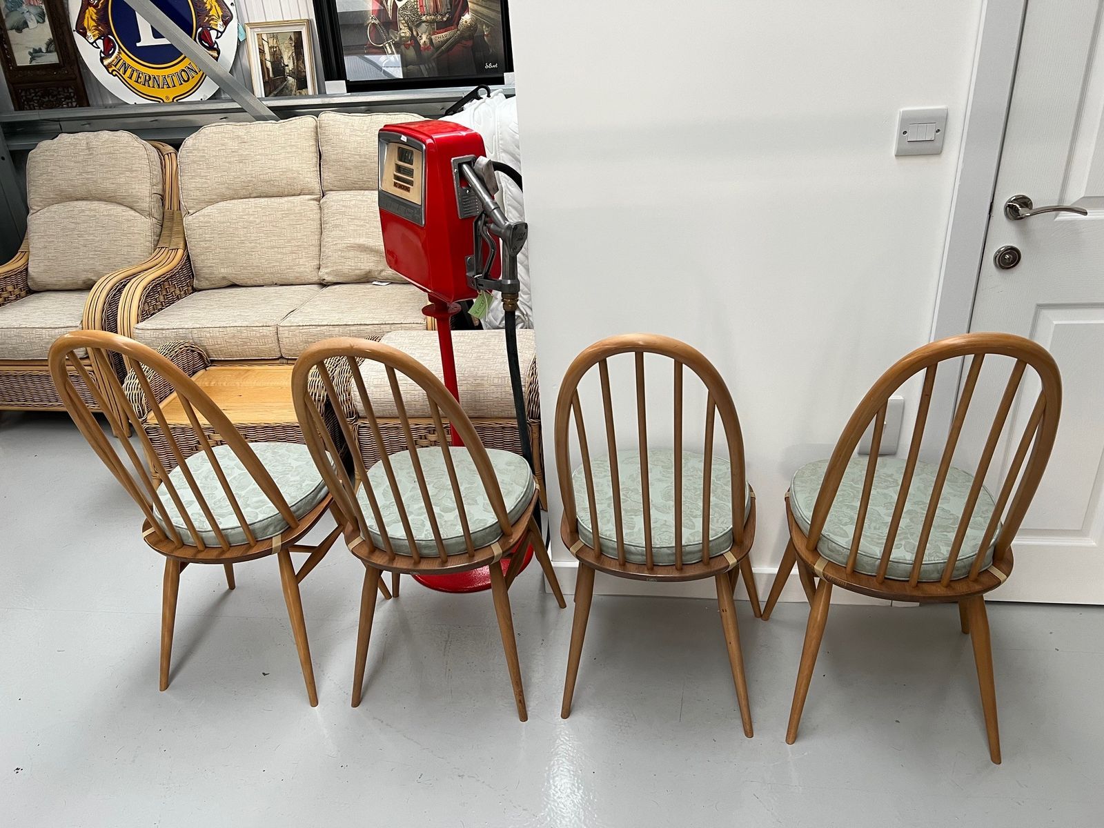 photo for sale Set Of 4 Blonde Ercol High Hoop Dining Chairs