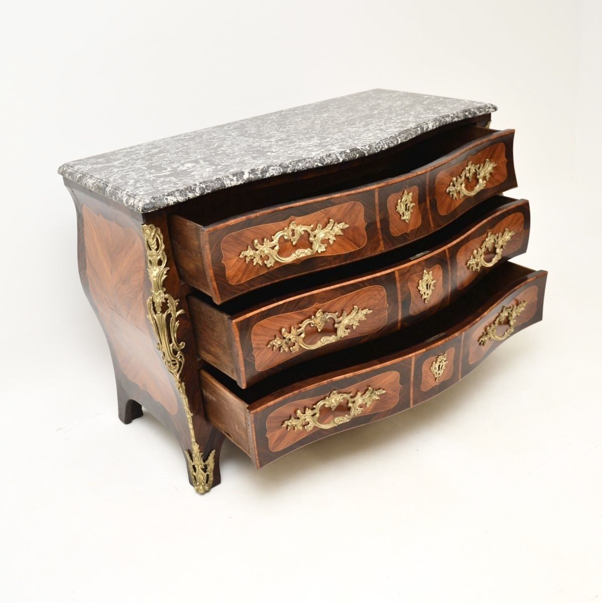 Antique French Louis XV Marble Top Commode By Jacques Bircklé photo vintage