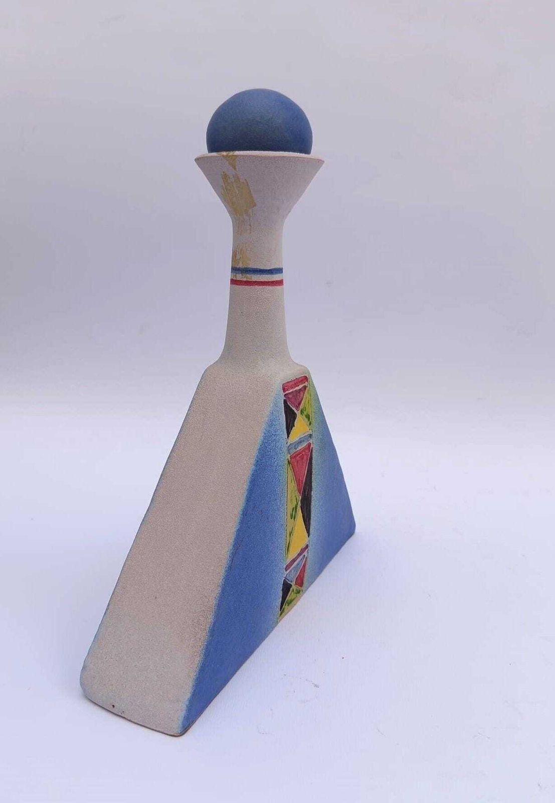 Rare Ceramic Bottle Vase Gli Etruschi Designed By Ivo De Santis, Mid Century Modern photo vinterior
