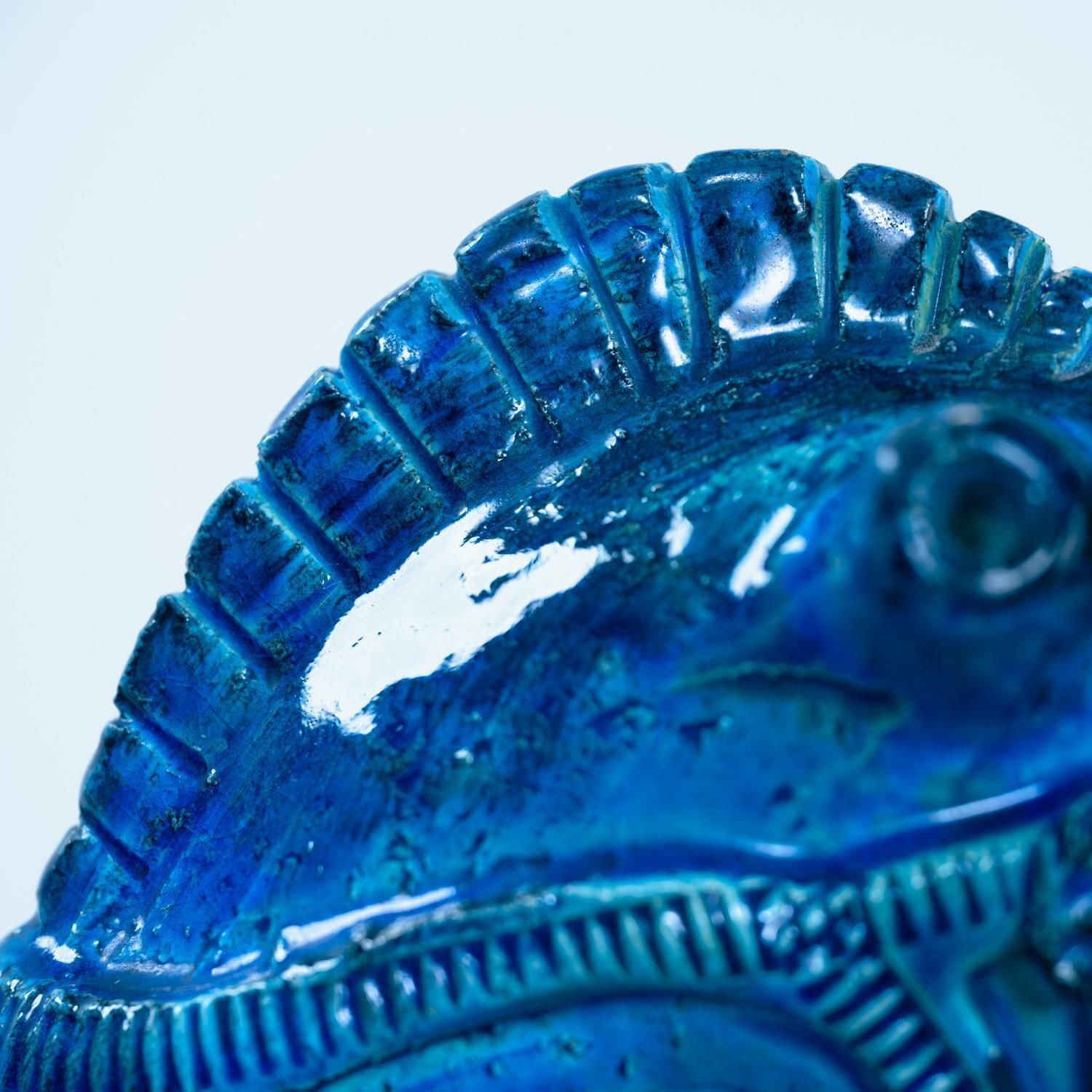 photo buy Bitossi Rimini Blue Horse Sculpture By Aldo Londi, Italy, Signed