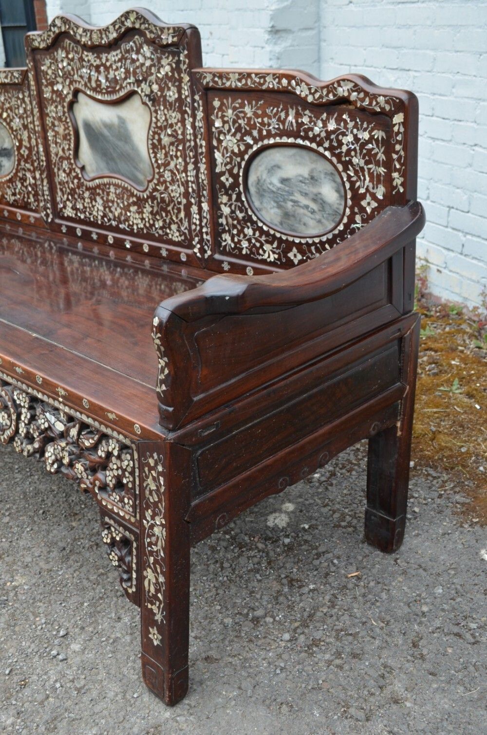 6950.0 Unusual Early 20th Century Large Chinese Export Bench Inlaid With Mother Of Pearl photo