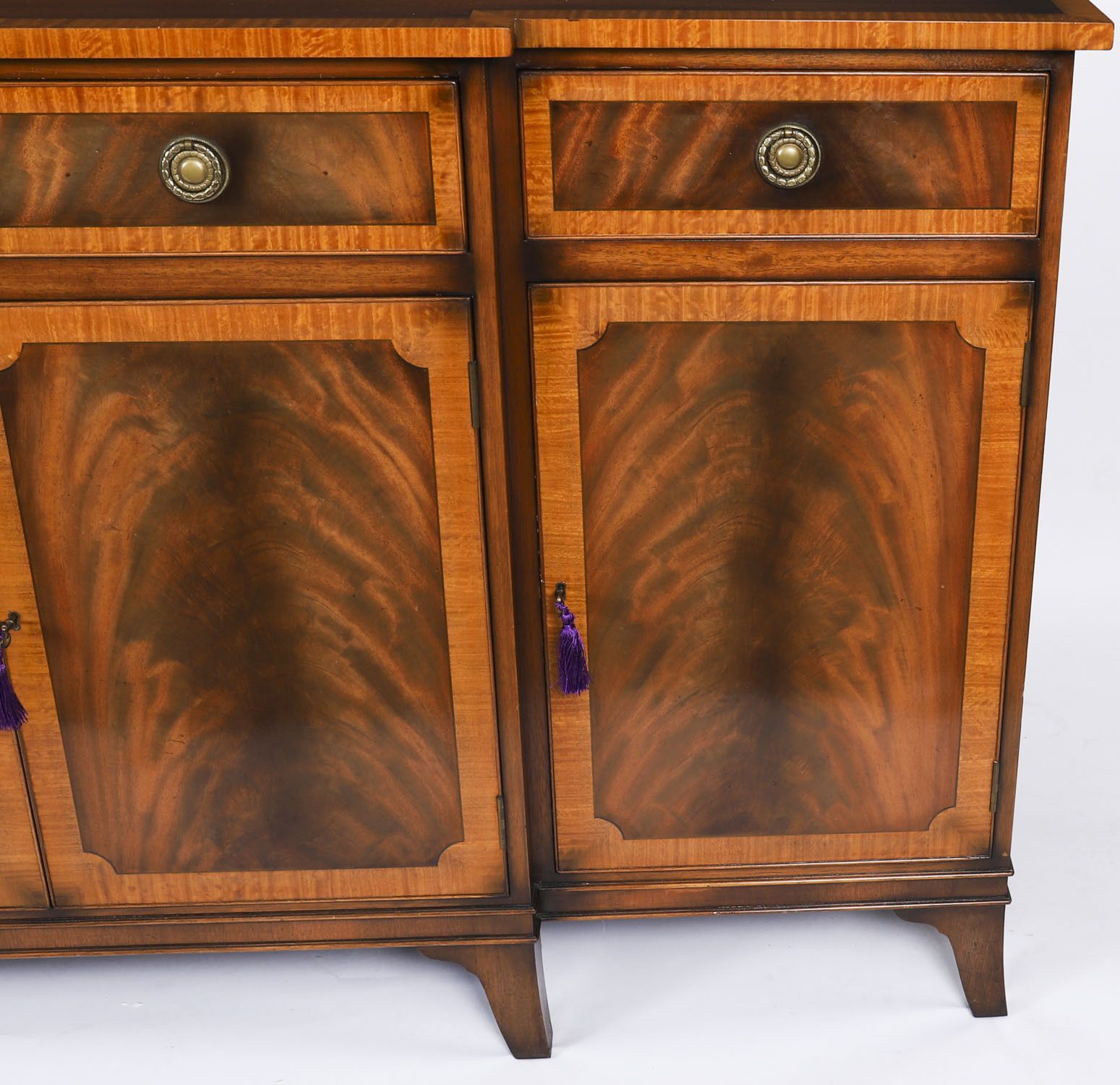 photo vintage Vintage Pair Flame Mahogany Sideboards Retailed By Harrods Late 20th C