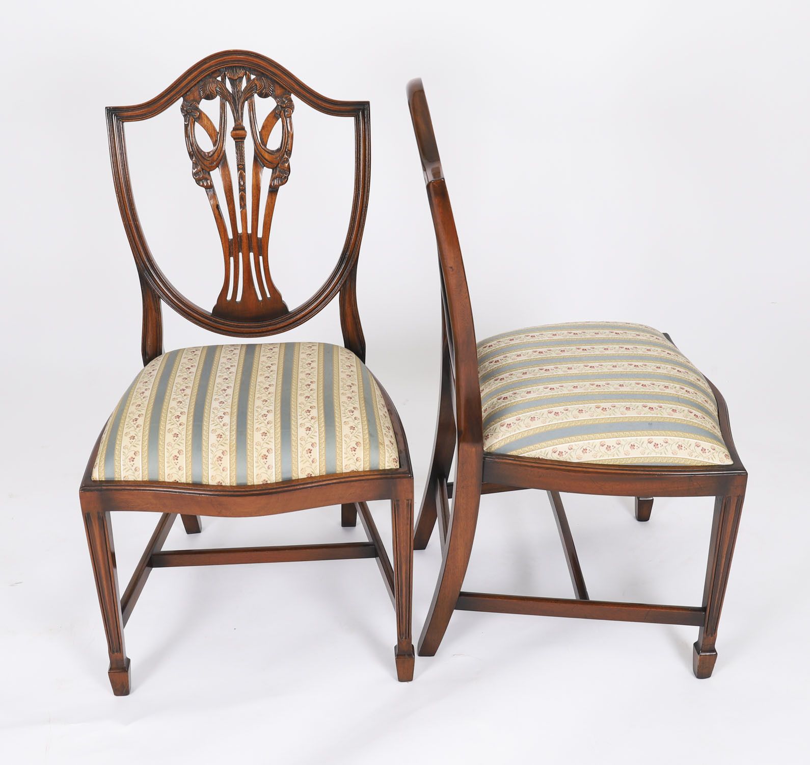 photo for sale Vintage Set 12 English Harrods Shield Back Dining Chairs Mid 20th Century