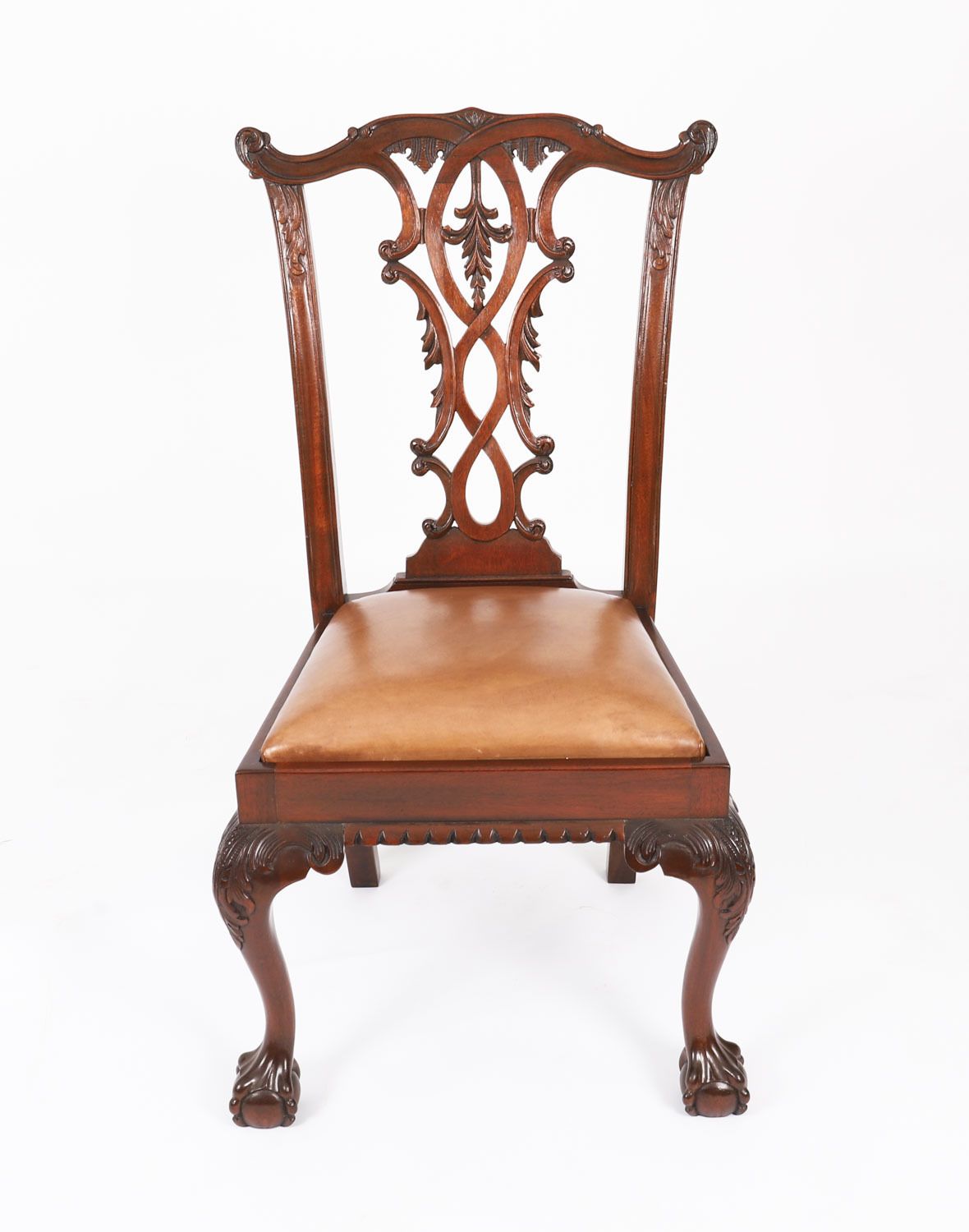 Furniture Antique Set Of 12 Mahogany Chippendale Dining Chairs Circa 1900 photo