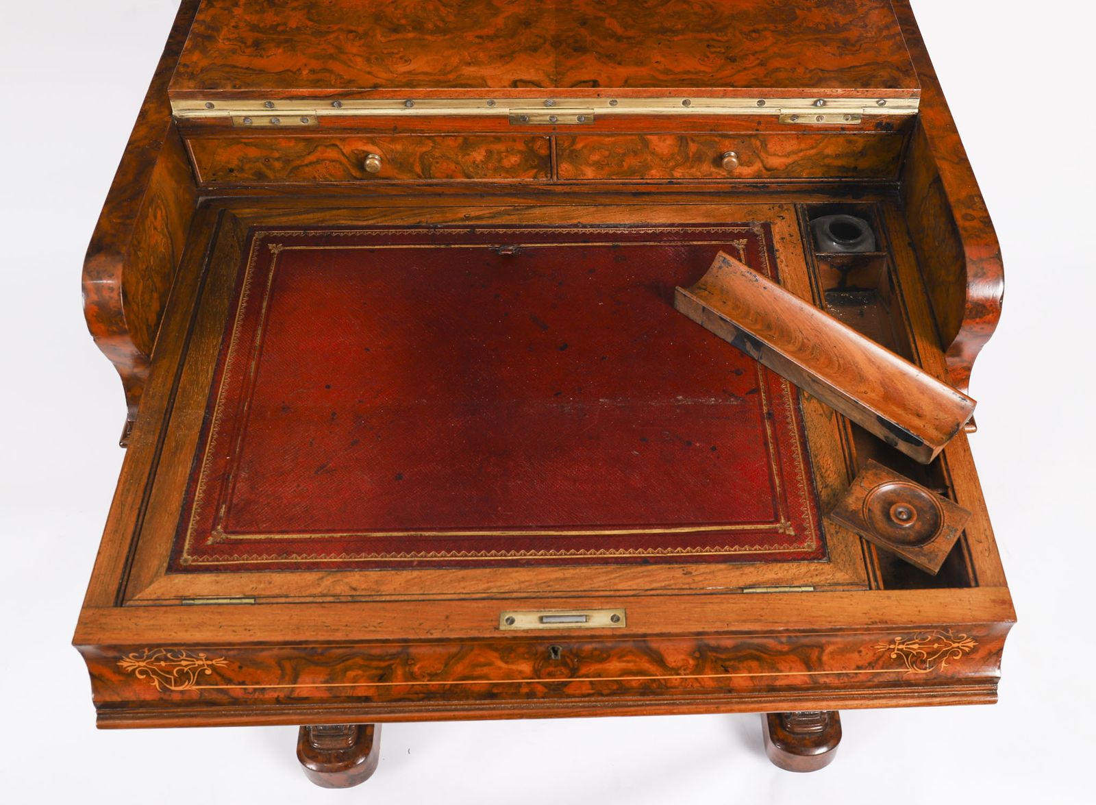 photo furniture Victorian Burr Walnut  & Inlaid Pop Up Davenport Desk  19th C