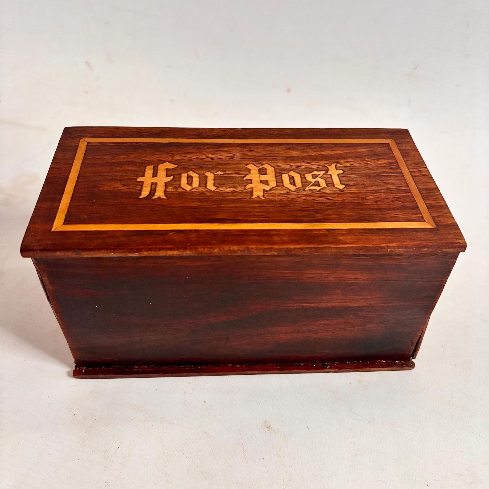 Antique English Marquetry Wall Letter Rack – “For Post” Late Victorian / Edwardian | C.1890–1910 photo buy