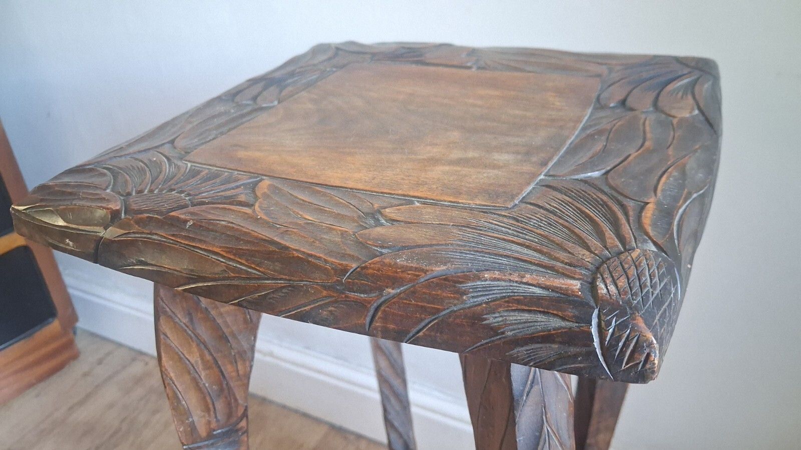Antique Liberty & Co (Stamped) Japanese Fruit Wood Carved Side/Hall/Lamp  Table photo vinterior