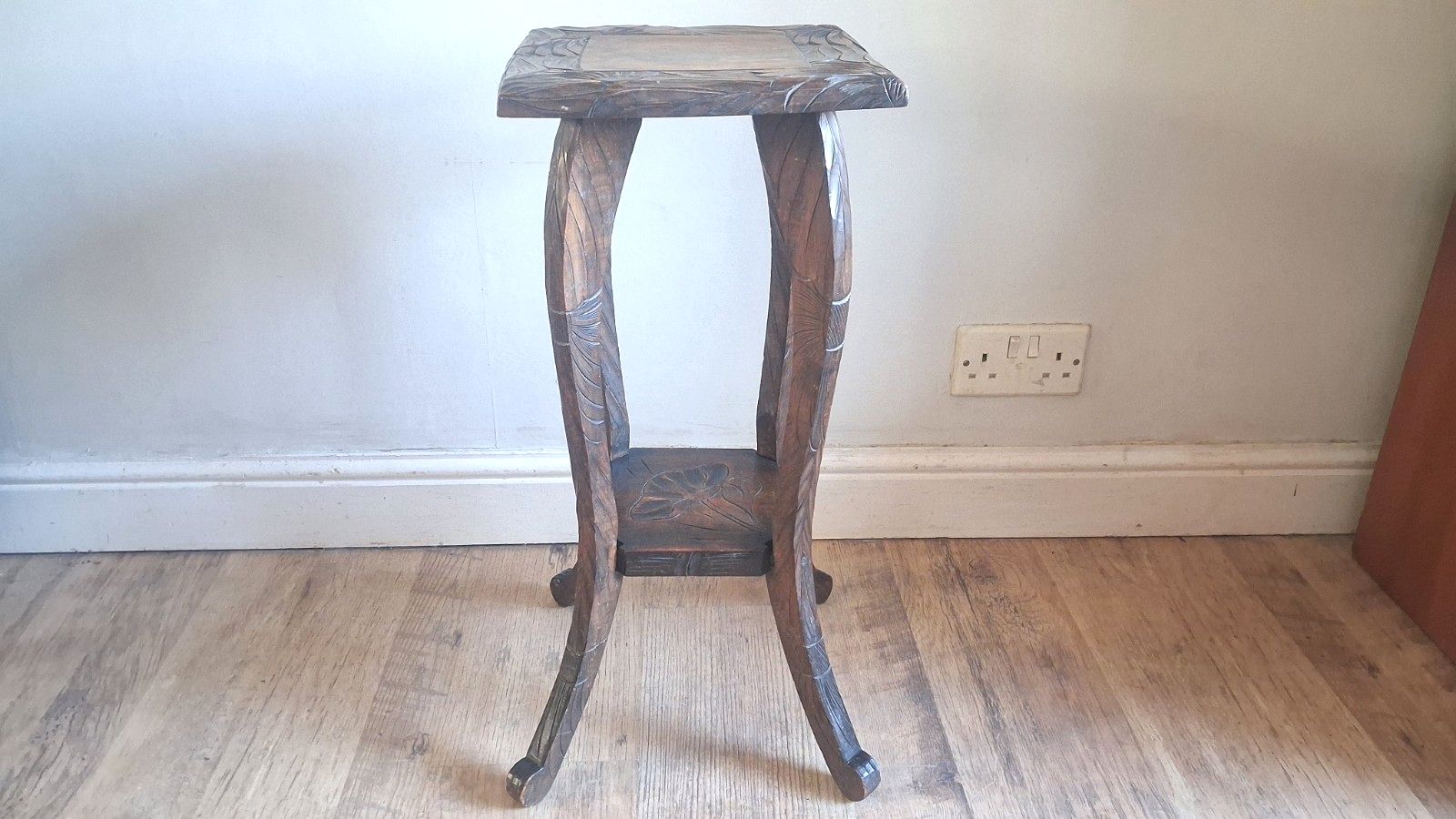 Antique Liberty & Co (Stamped) Japanese Fruit Wood Carved Side/Hall/Lamp  Table photo buy