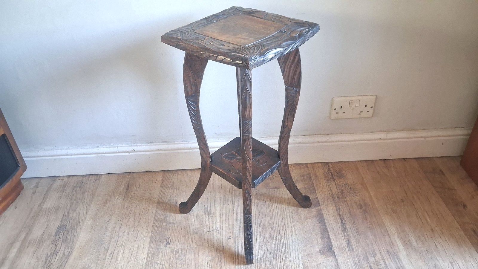 Antique Liberty & Co (Stamped) Japanese Fruit Wood Carved Side/Hall/Lamp  Table photo vintage