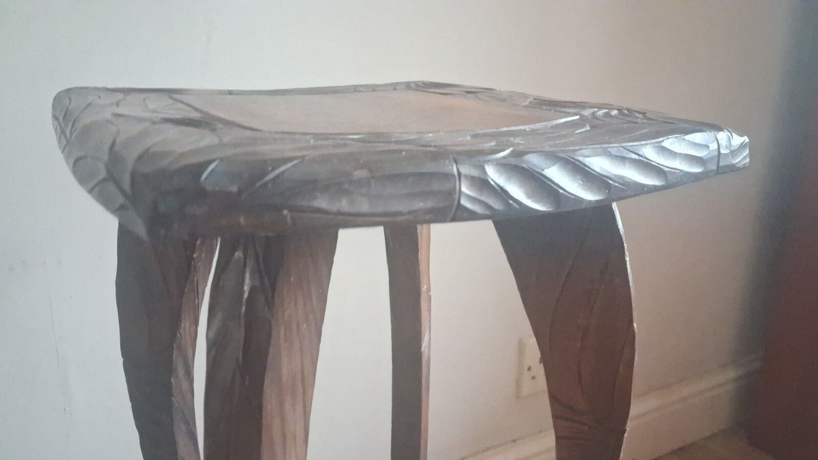 246.0 Antique Liberty & Co (Stamped) Japanese Fruit Wood Carved Side/Hall/Lamp  Table photo