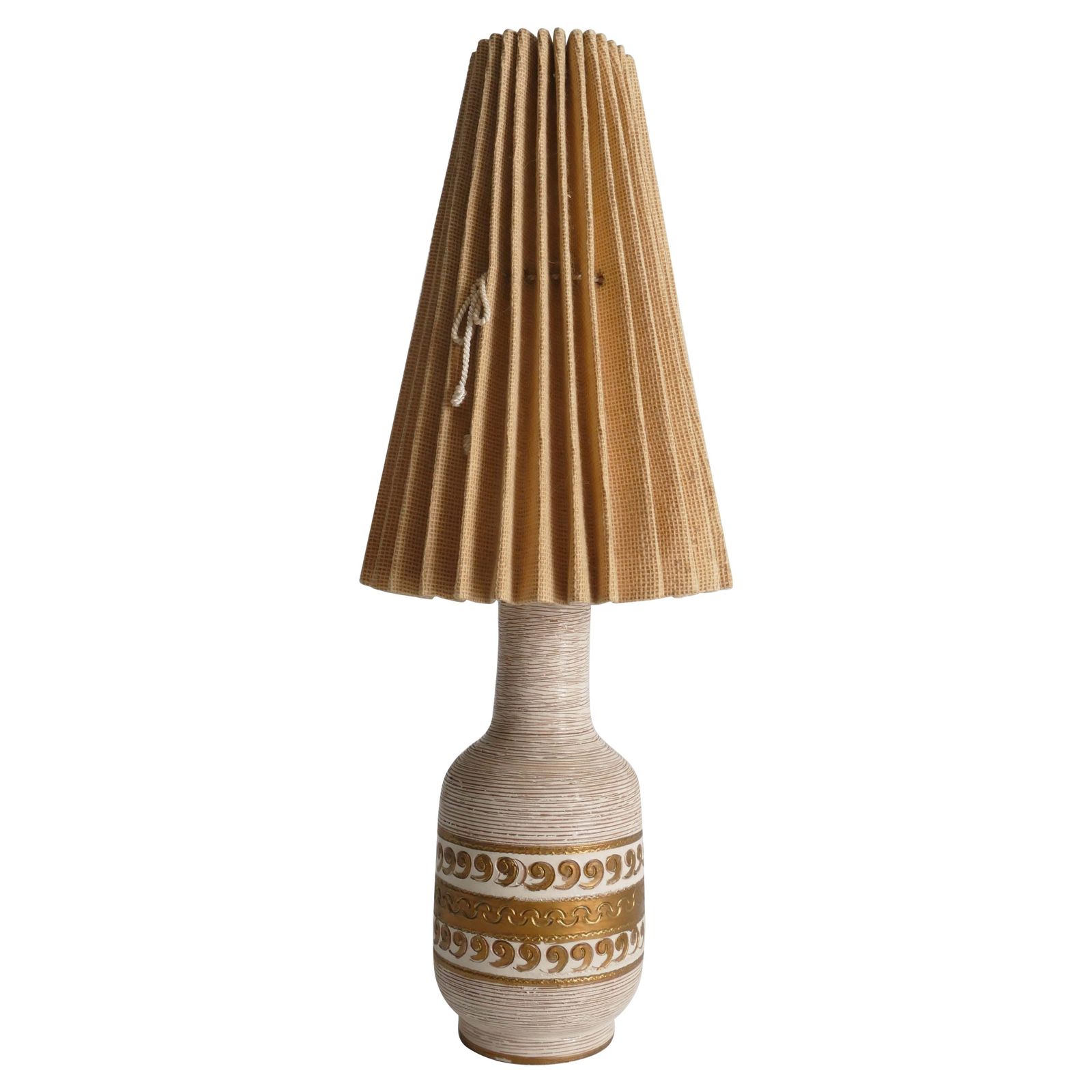 White And Gold Ceramic Table Lamp By Fratelli Fanciulacci, Italy 1970's