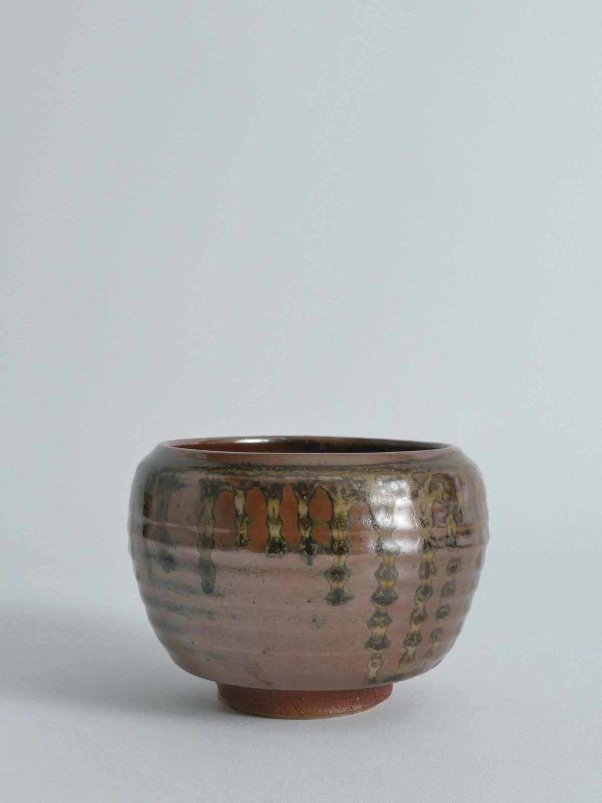 Midcentury Modern Stoneware Bowl Dripping Motif In The Style Of Margaret Rey photo vintage