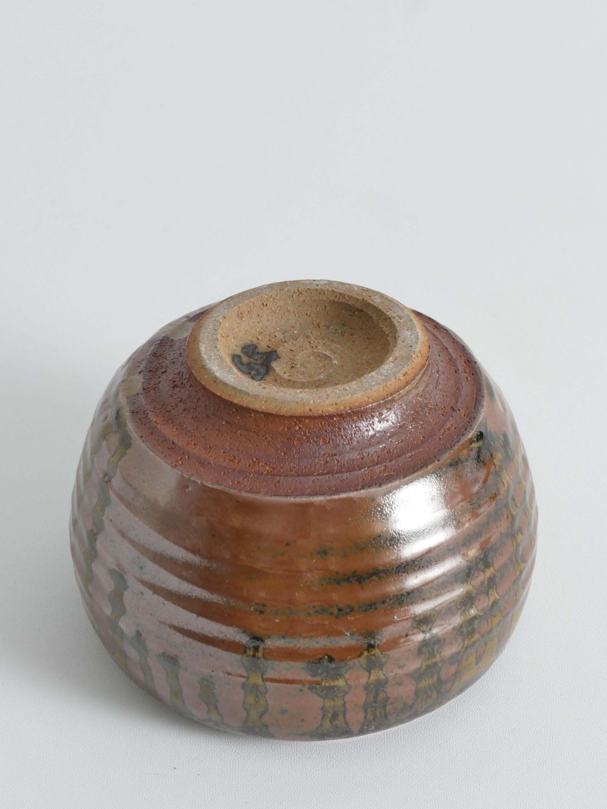 photo vintage Midcentury Modern Stoneware Bowl Dripping Motif In The Style Of Margaret Rey