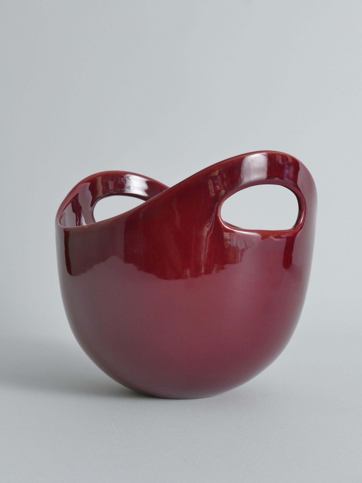 Scandinavian Modern Merlot Red Stoneware Bowl By Syco, Sweden, 1950s photo Home Decor
