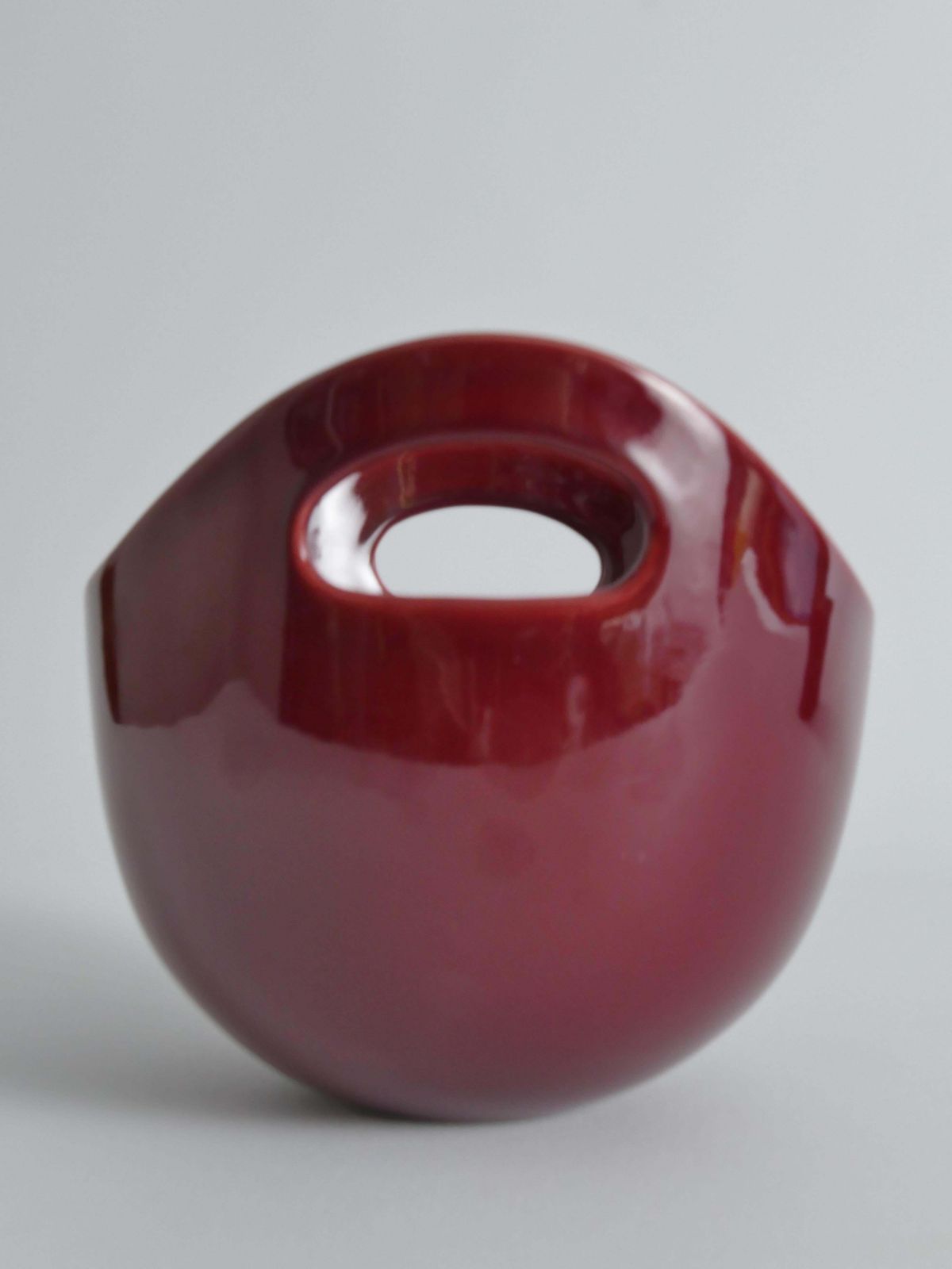 Scandinavian Modern Merlot Red Stoneware Bowl By Syco, Sweden, 1950s photo vintage