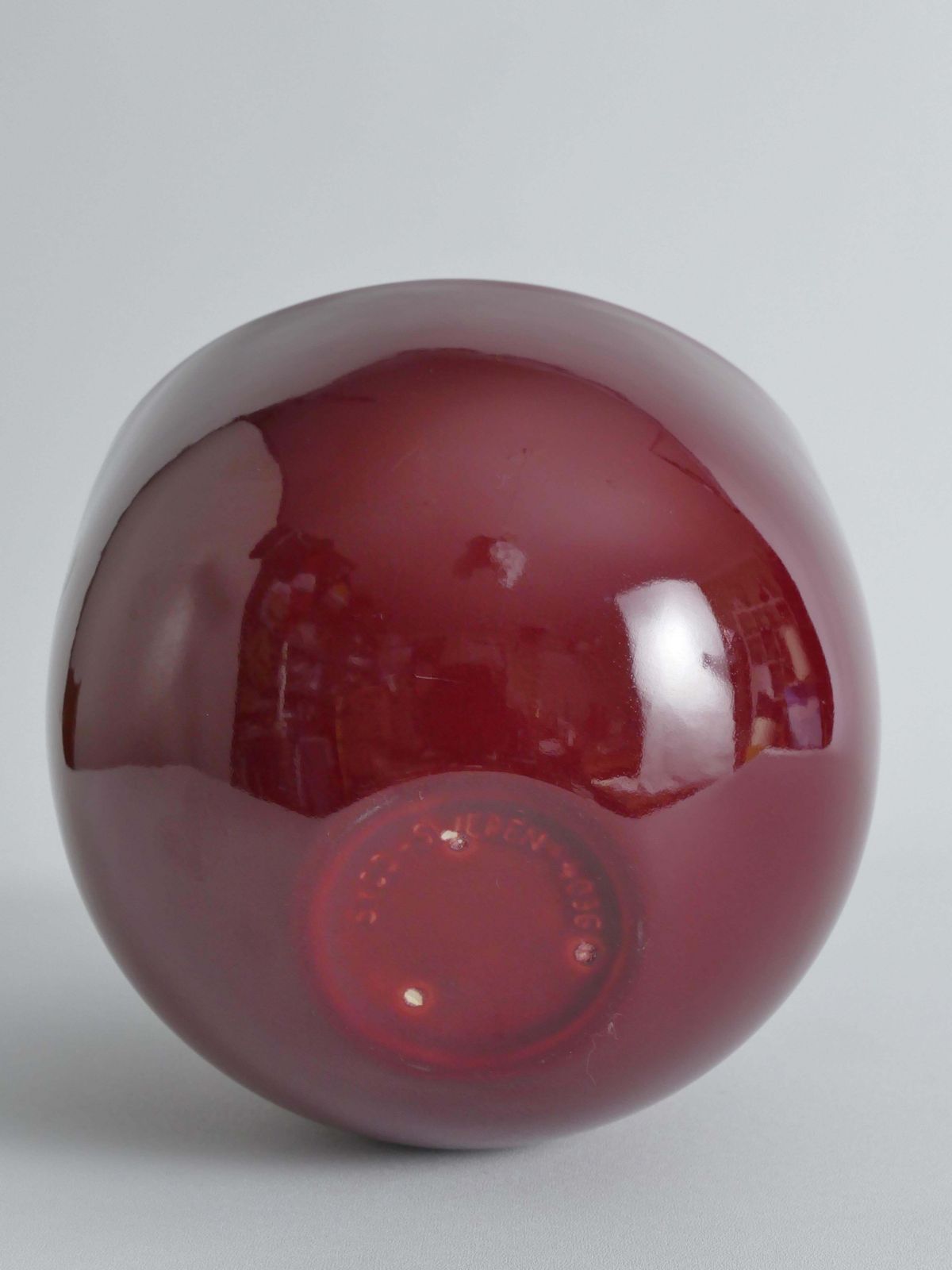 Home Decor Scandinavian Modern Merlot Red Stoneware Bowl By Syco, Sweden, 1950s photo