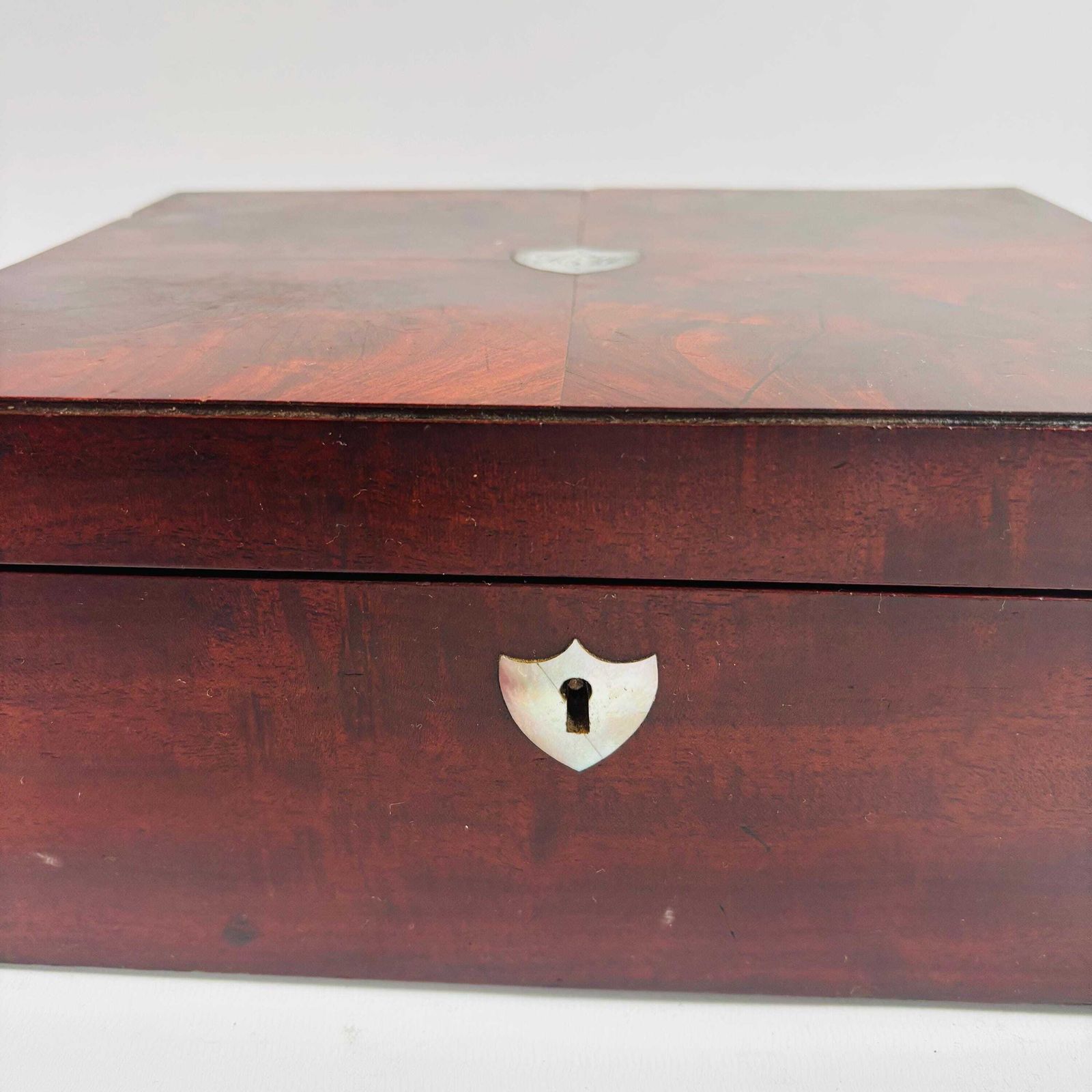 Antique Rosewood Keepsake Box: Folk Floral Painting, Mother Of Pearl Inlay photo 134.0