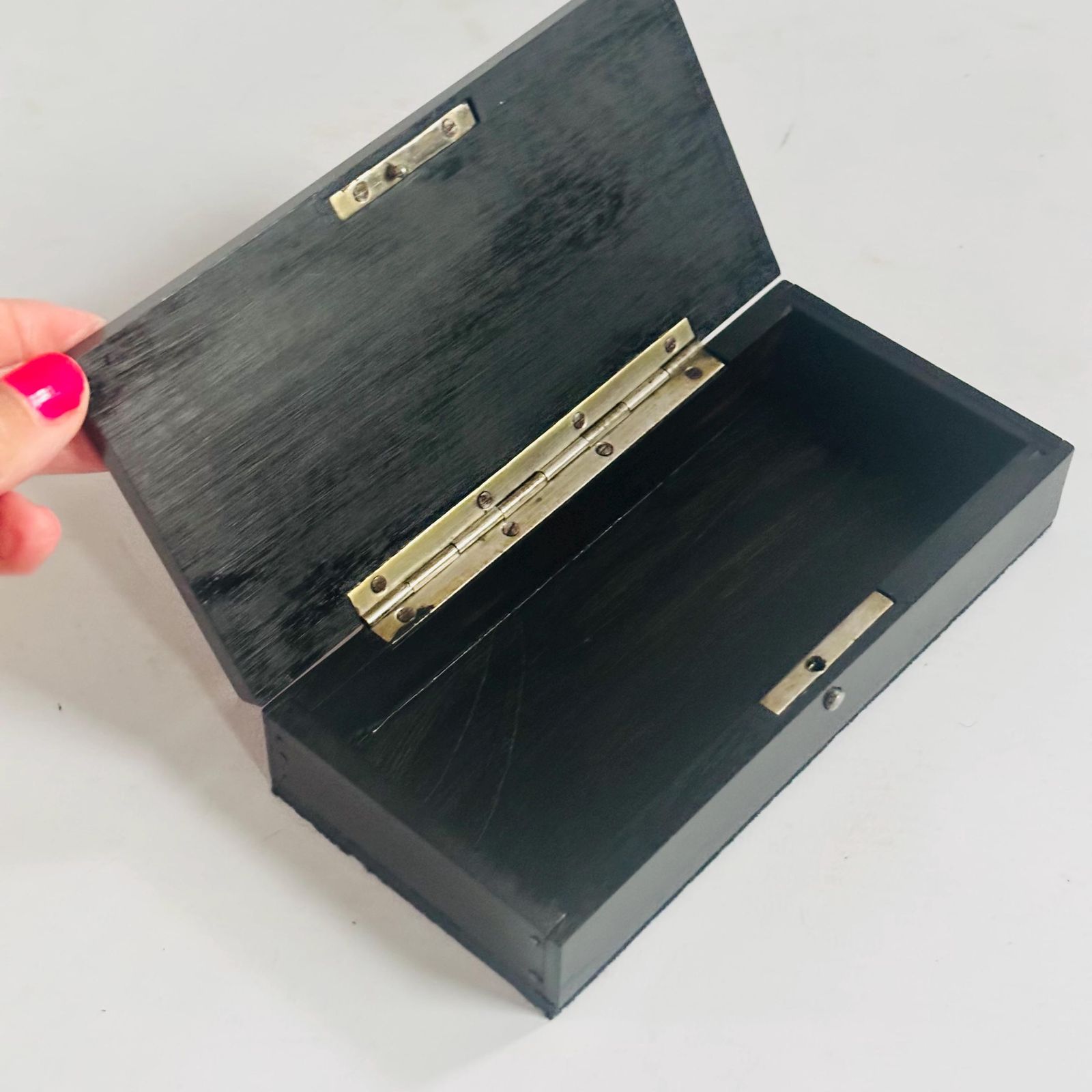 Rare 1910 Antique Wood Keepsake Box | Collector's Item |Trinket/Jewellery Box | Marked 'Ebony' photo furniture