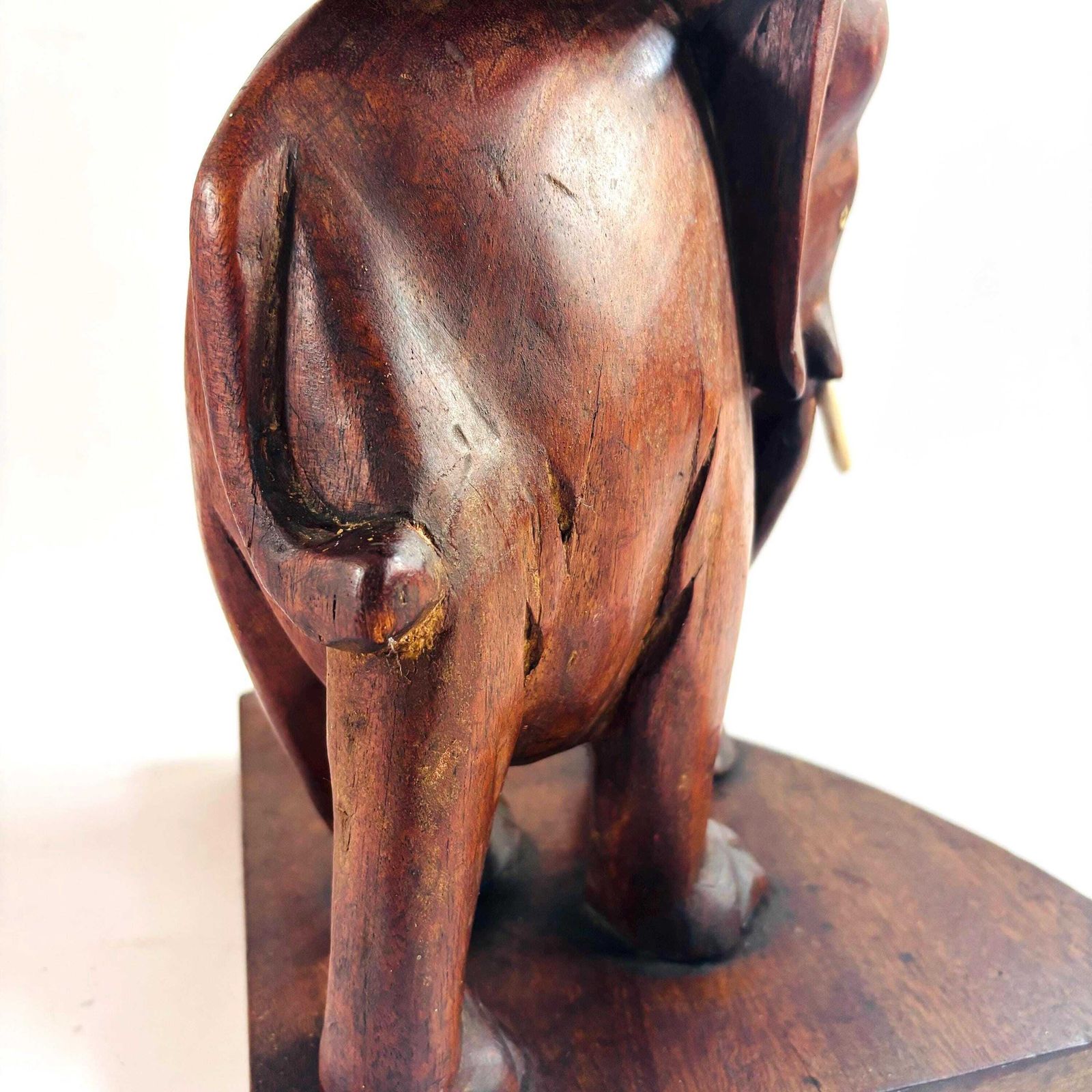 Antique Teak Elephant Stool: Mid Century Modern Plant Stand photo for sale