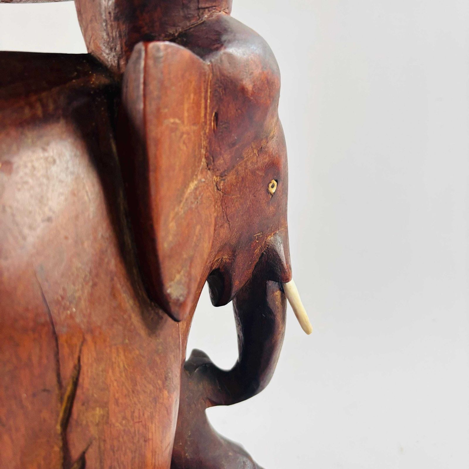 Antique Teak Elephant Stool: Mid Century Modern Plant Stand photo Home Decor