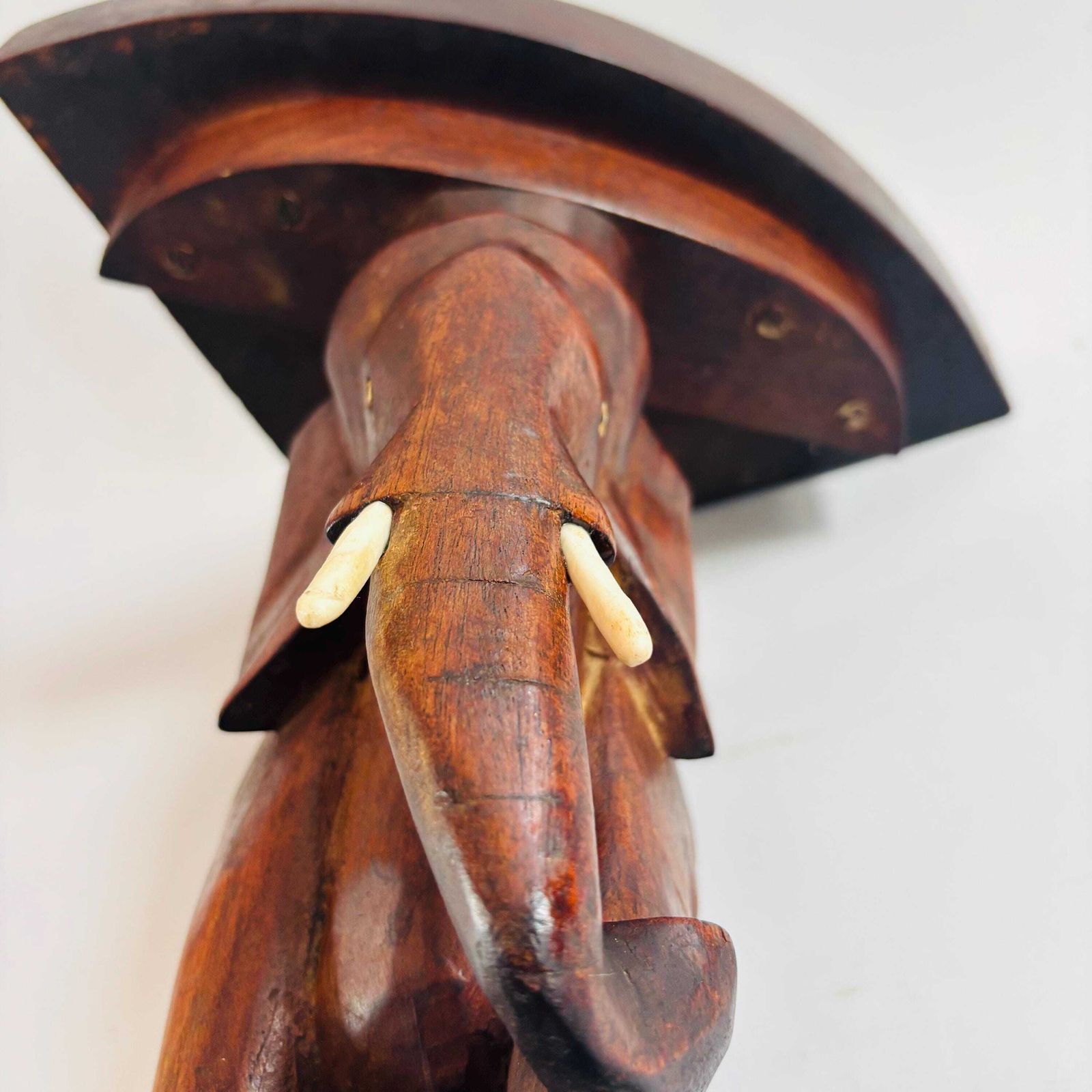 Antique Teak Elephant Stool: Mid Century Modern Plant Stand photo 195.0