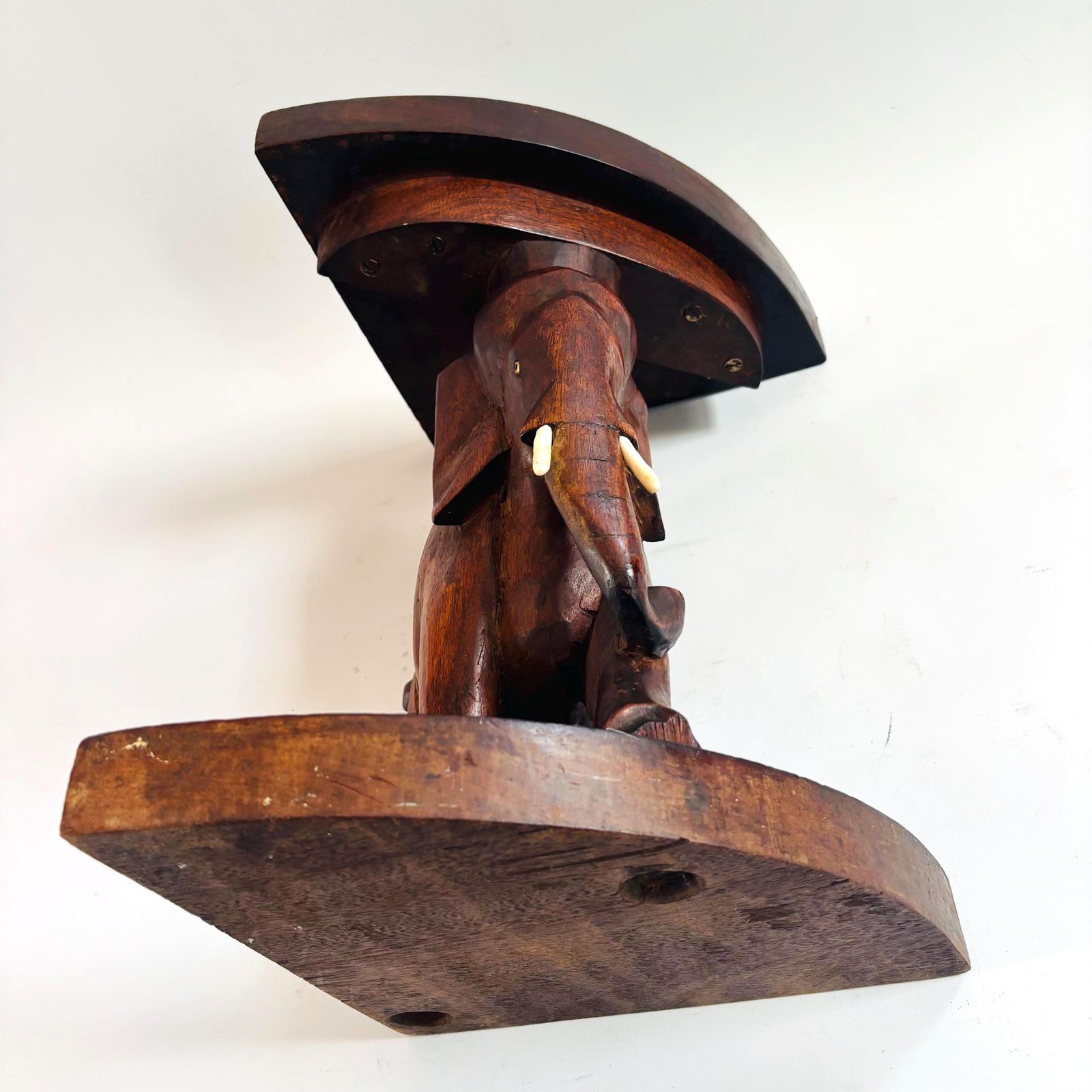 Antique Teak Elephant Stool: Mid Century Modern Plant Stand photo vinterior