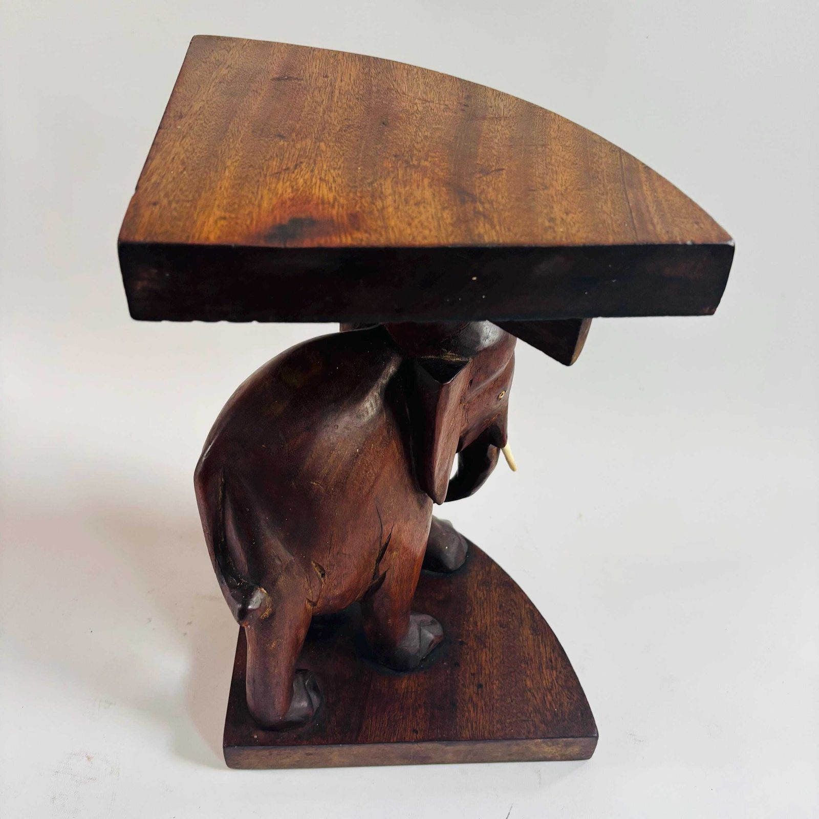 Antique Teak Elephant Stool: Mid Century Modern Plant Stand photo buy