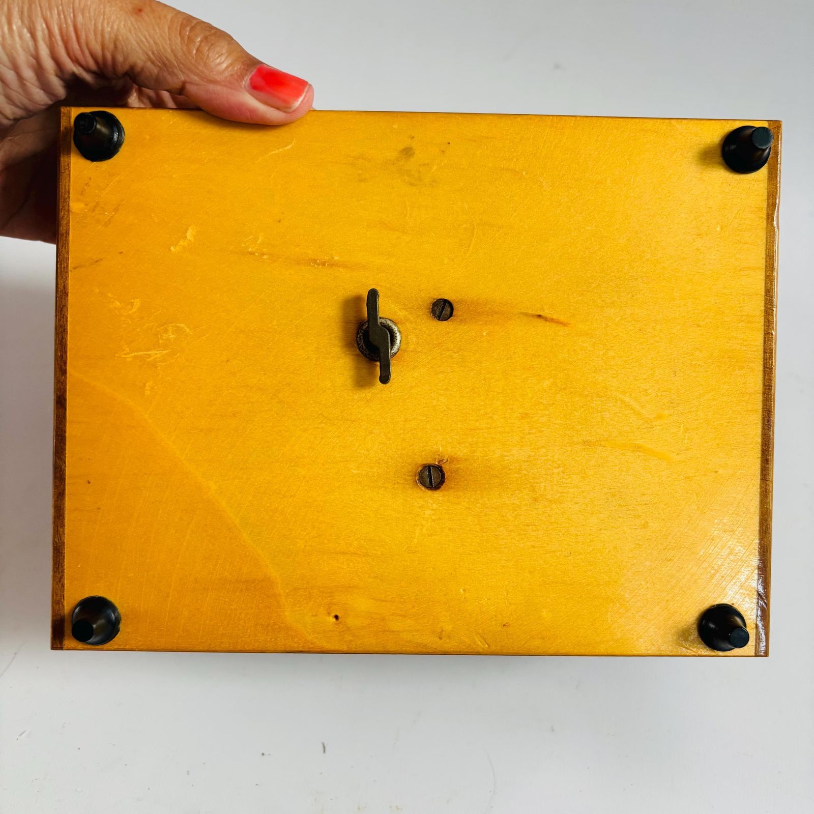 Art Deco Sorrento Olive Wood Jewelry Box: 1930s Ballerina Music Box photo 195.0