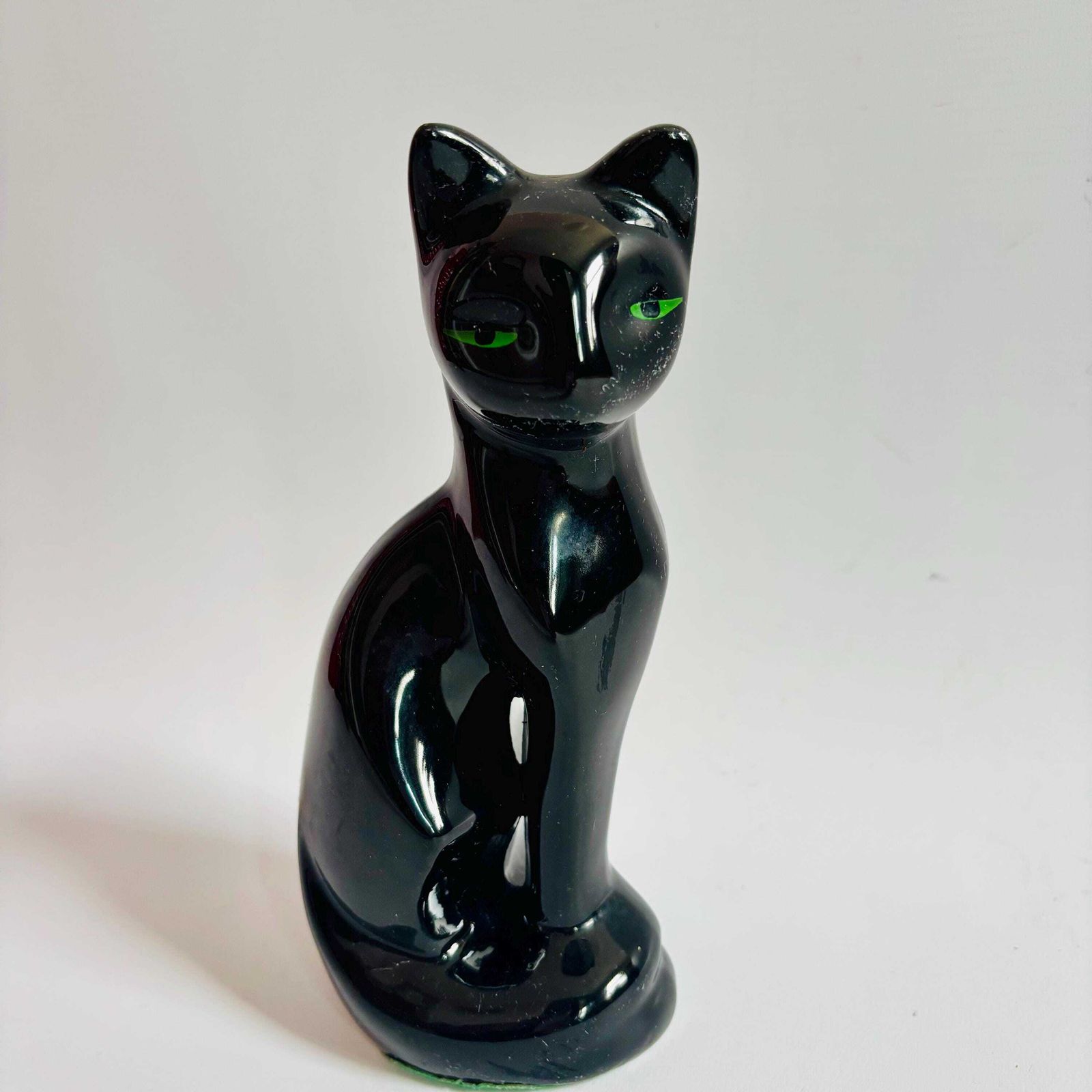 Mid Century Taiwanese Black Cat Figurine: 1960s Ceramic Artmark Decor photo vintage