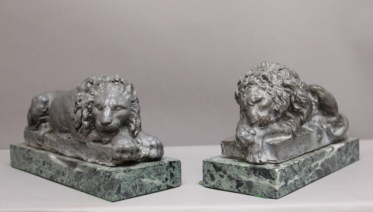 Pair Early 20th Century Grand Tour Models Of The Canova Lions
