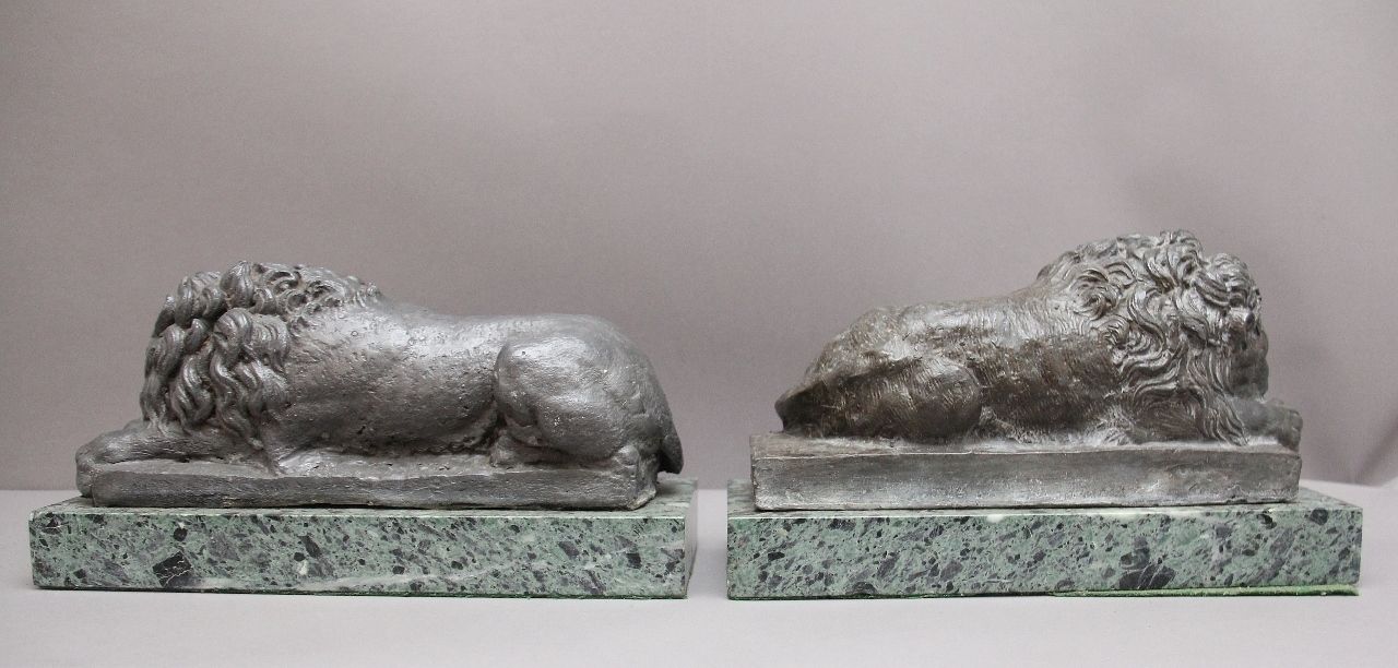 Pair Early 20th Century Grand Tour Models Of The Canova Lions photo Art