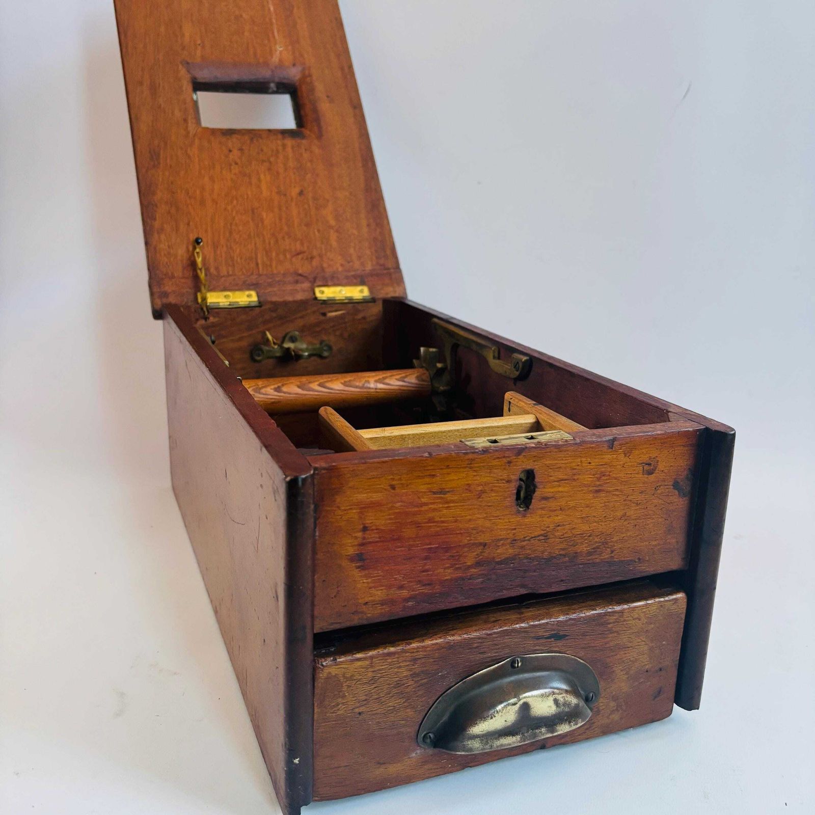 photo furniture Antique Victorian Willen Cash Drawer: Oak & Brass Shop Display