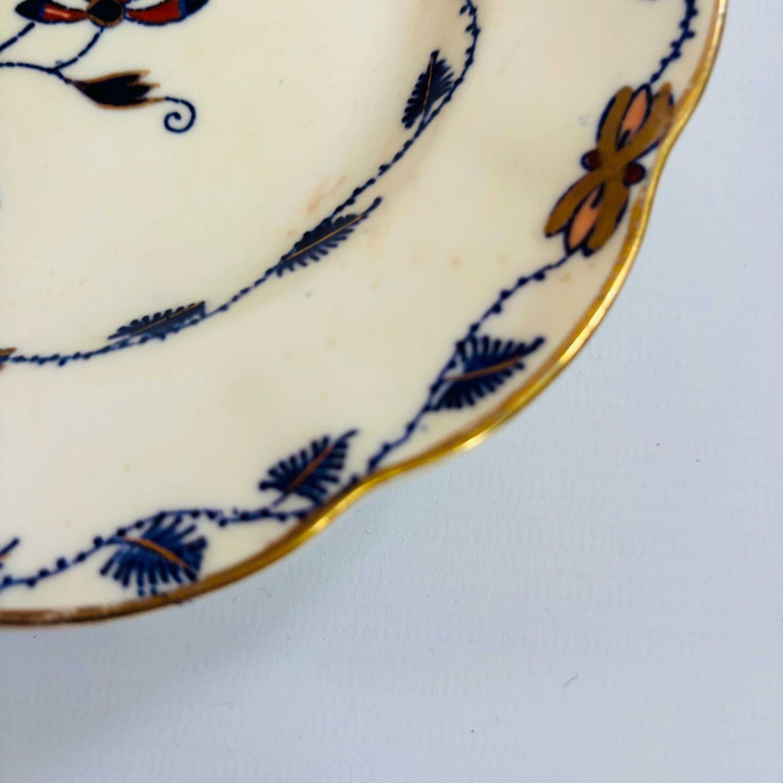 Antique 1880s Hanley China Stoneware Plate: Floral Stafford Knot, Gold Gilt photo for sale