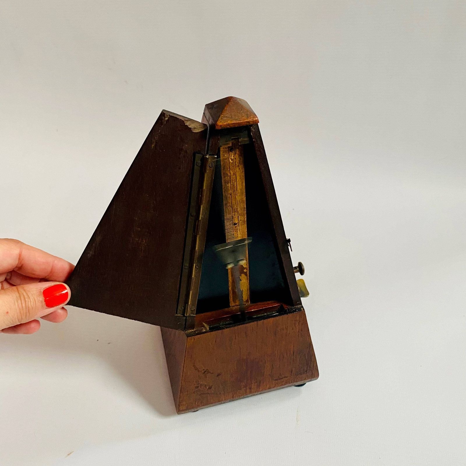 Antique Maelzel Metronome: French Mahogany With Bell (Damaged) Missing Brass Plaque And Base Cover photo 135.0