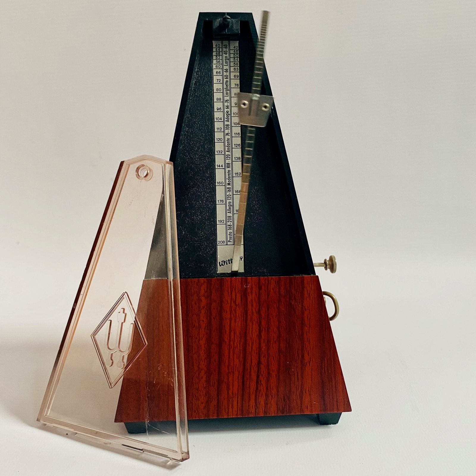 photo for sale Musical Aid 1960s Wittner Metronome With Bell: Walnut Veneer, German Made