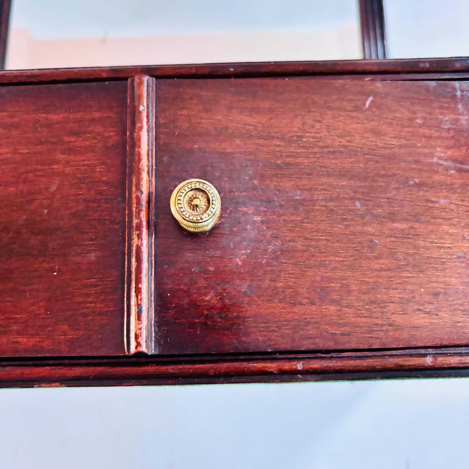 Antique Georgian Revival 1880 1910 Mahogany Bevelled Dressing Table Mirror With Cupboard   Door Ajar photo buy