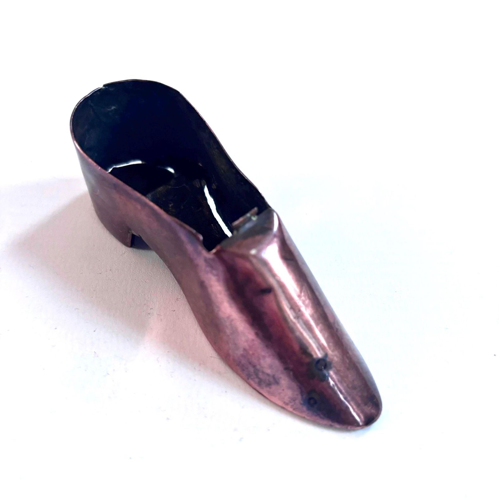 Vintage Copper Show Miniature Snuff Box Tin 1900s Pin Tray Ashtray Sewing photo furniture