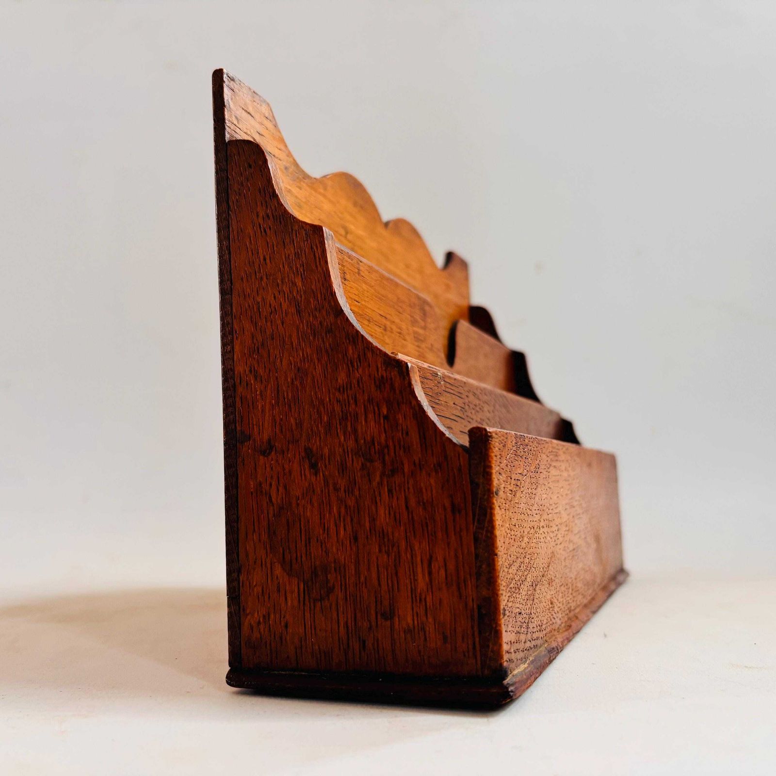 photo buy Antique Oak Letter Rack | Small Edwardian Desk Organiser | Solid Oak Mail Holder