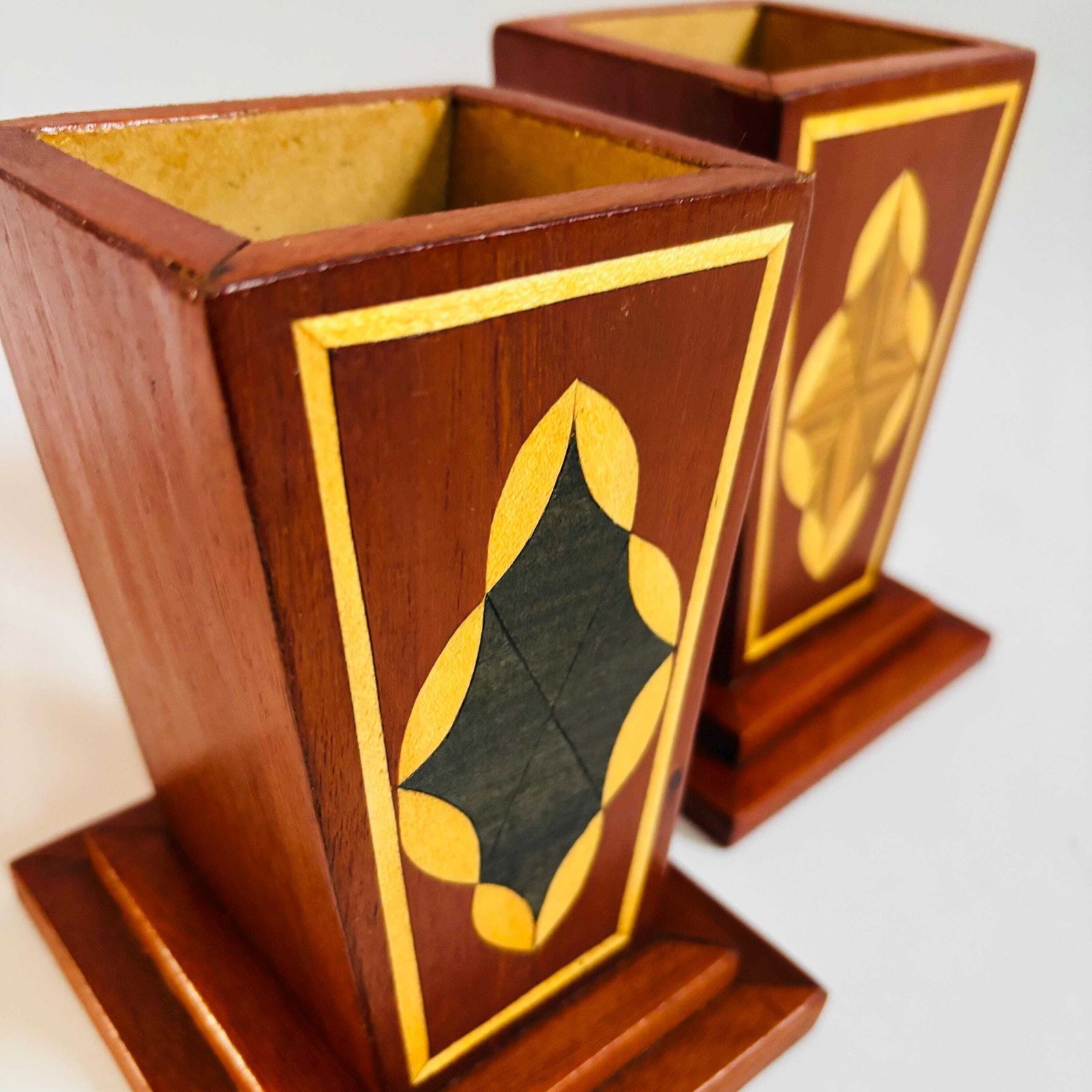 Art Deco Oak Veneer Pots: Handmade Marquetry By David Lyons. photo furniture