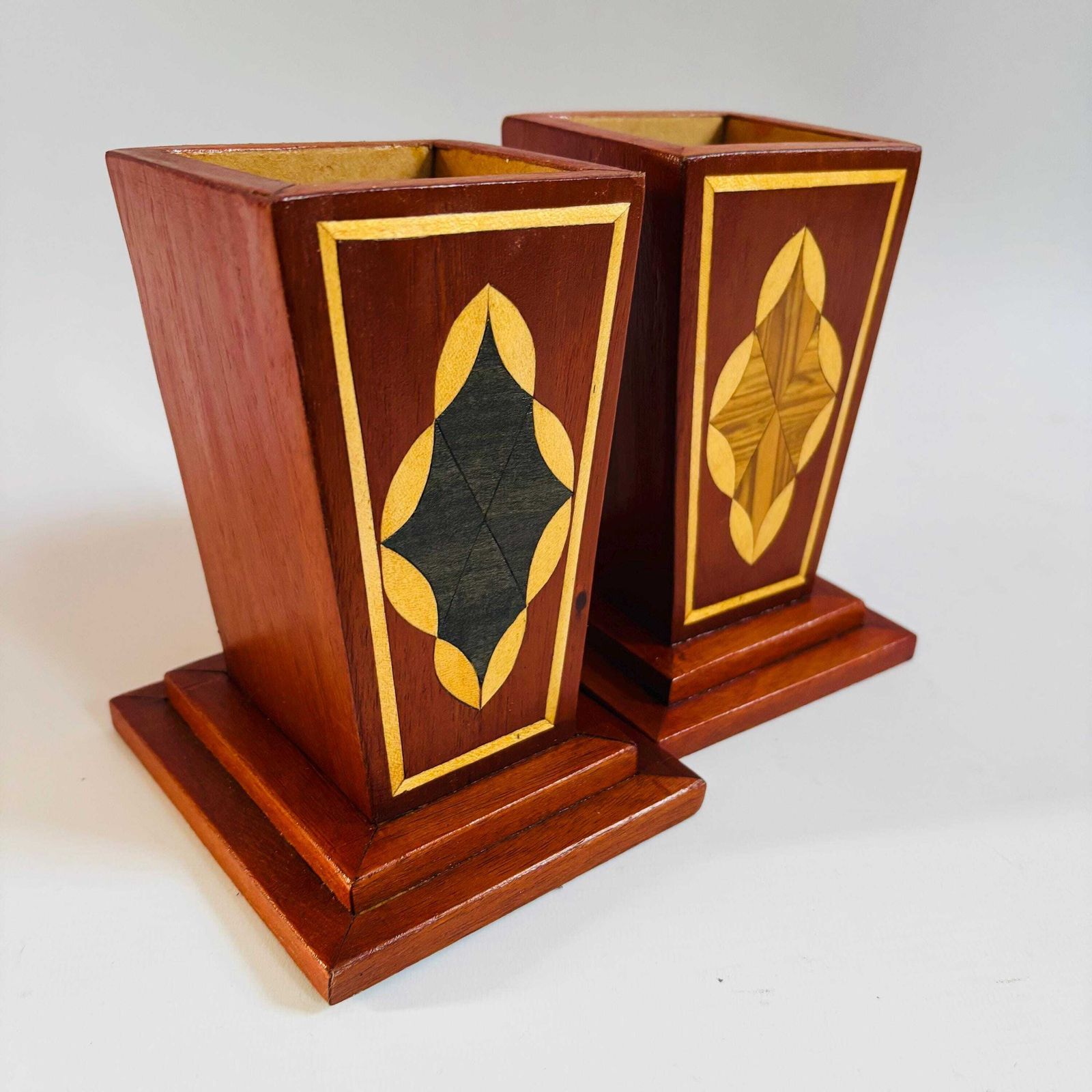 Art Deco Oak Veneer Pots: Handmade Marquetry By David Lyons. photo 145.0