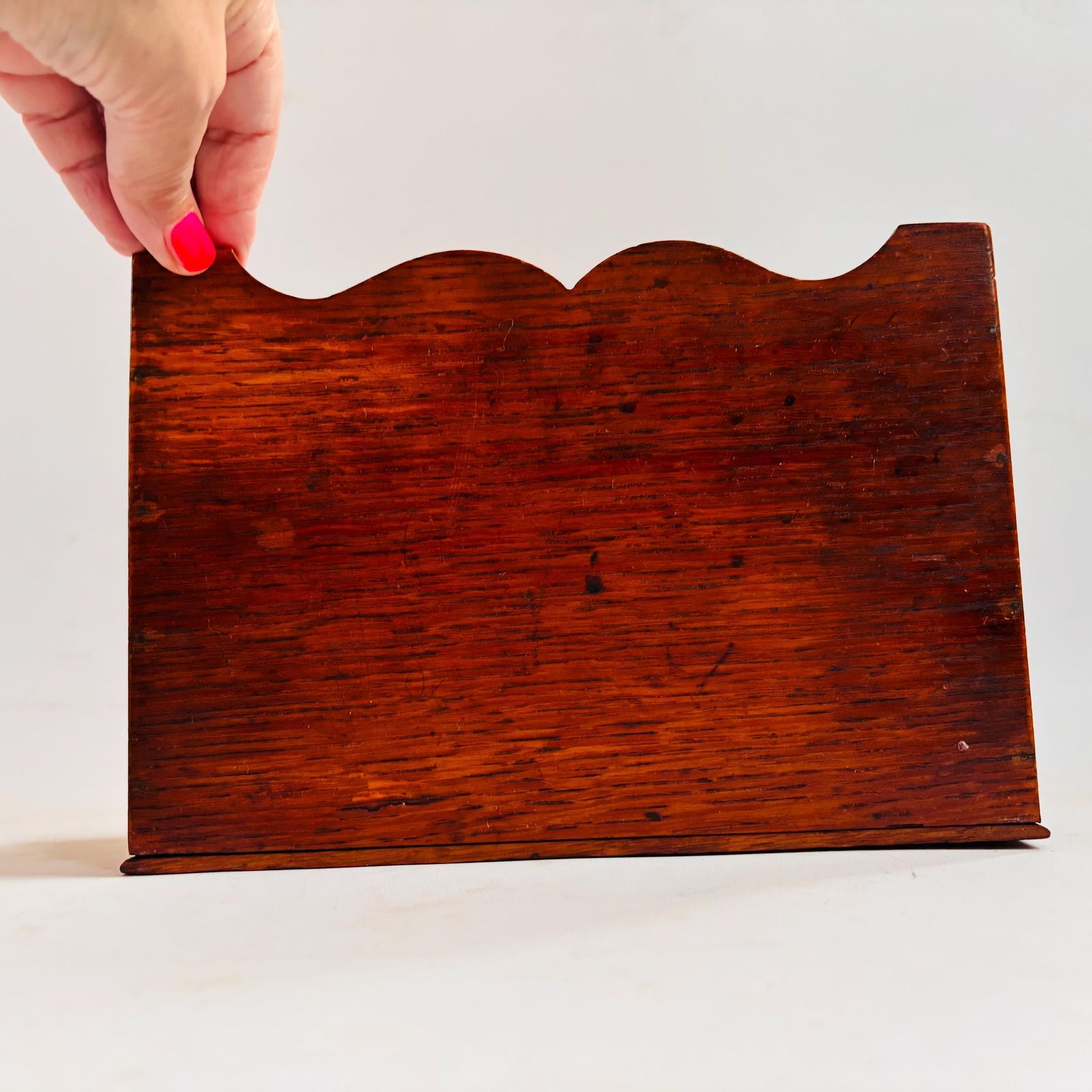 Antique Oak Letter Rack | Small Edwardian Desk Organiser | Solid Oak Mail Holder photo vintage