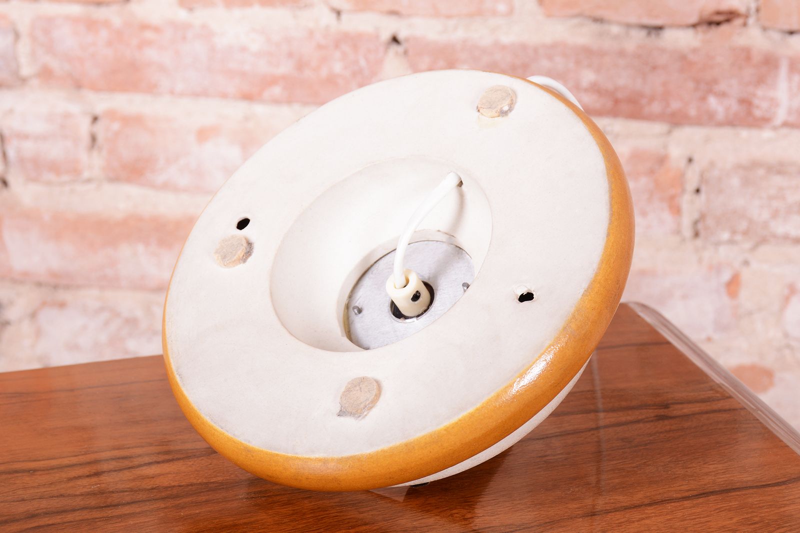 photo for sale Pair Of Restored Mid Century Table Lamps, Ceramics, Opal Glass, Czech, 1950s