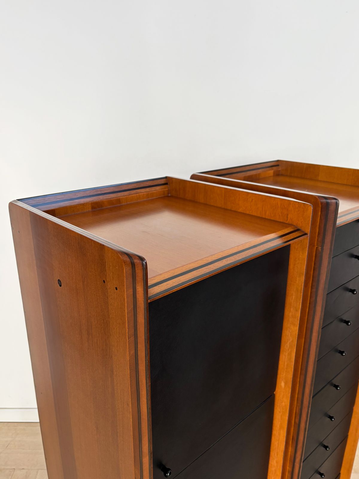 Afra & Tobia Scarpa For Maxalto Wood And Leather Storage "Artona "Serie, Italy 1970s photo vintage