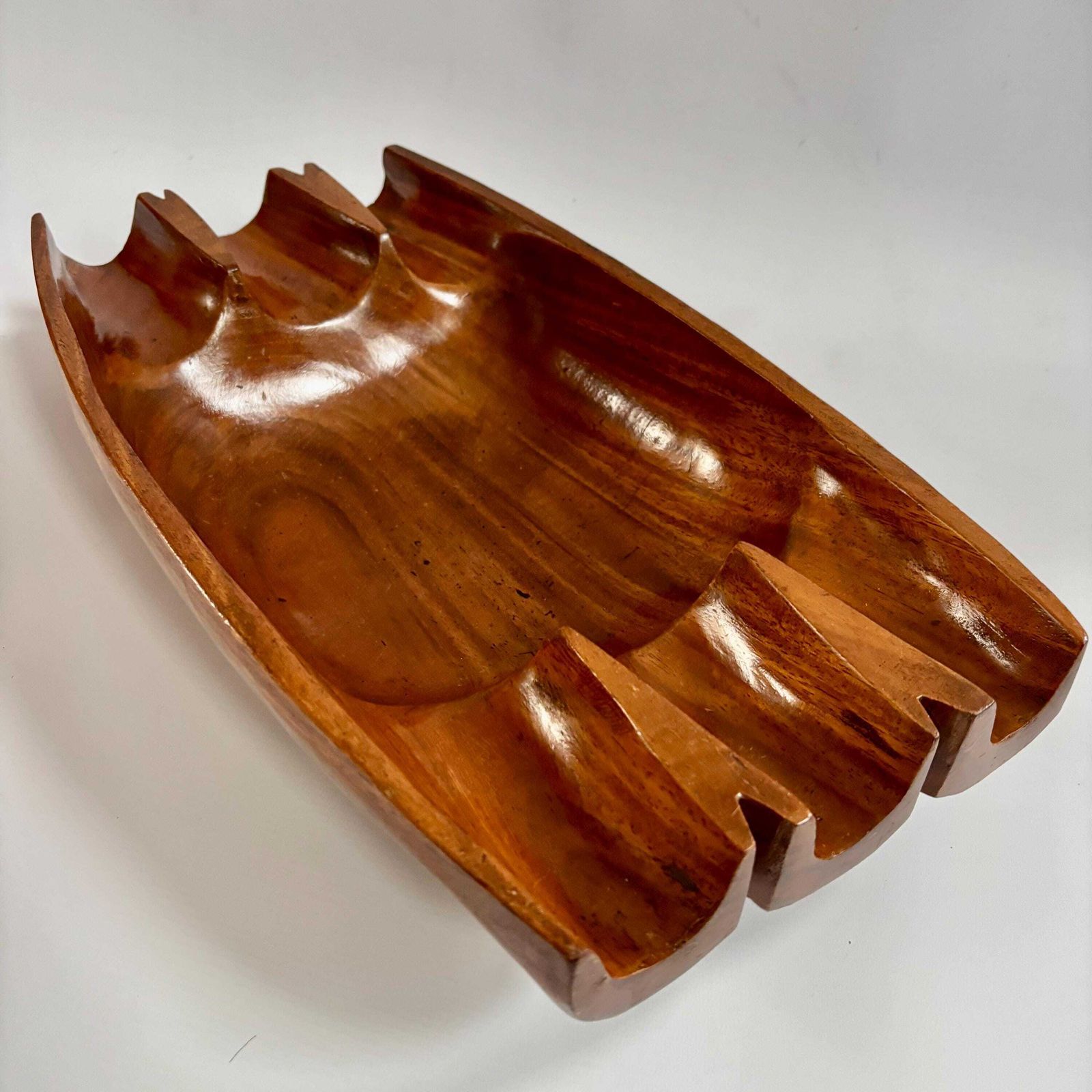 Antique Teak Wood Bowl: Scandinavian Brutalist Centerpiece